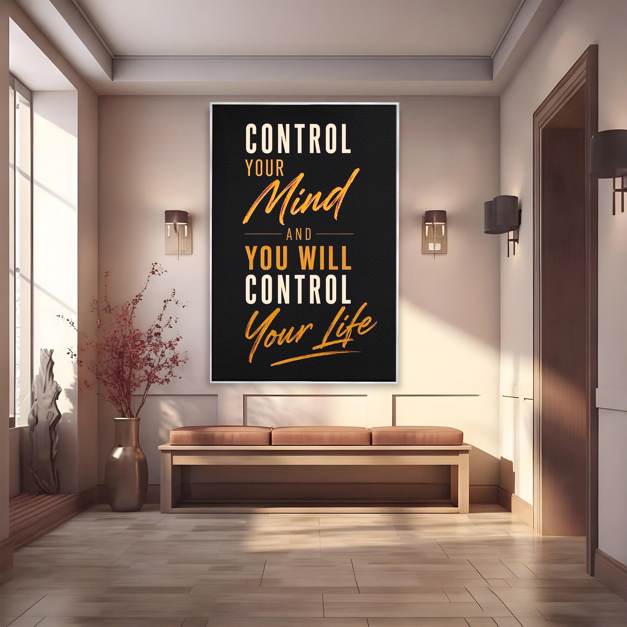 Tablou Canvas Premium LuxCanva® PI1305, Controlul Mintii, Motivational, Citat, Inspirational, Birou, Dormitor, Culori Vibrante