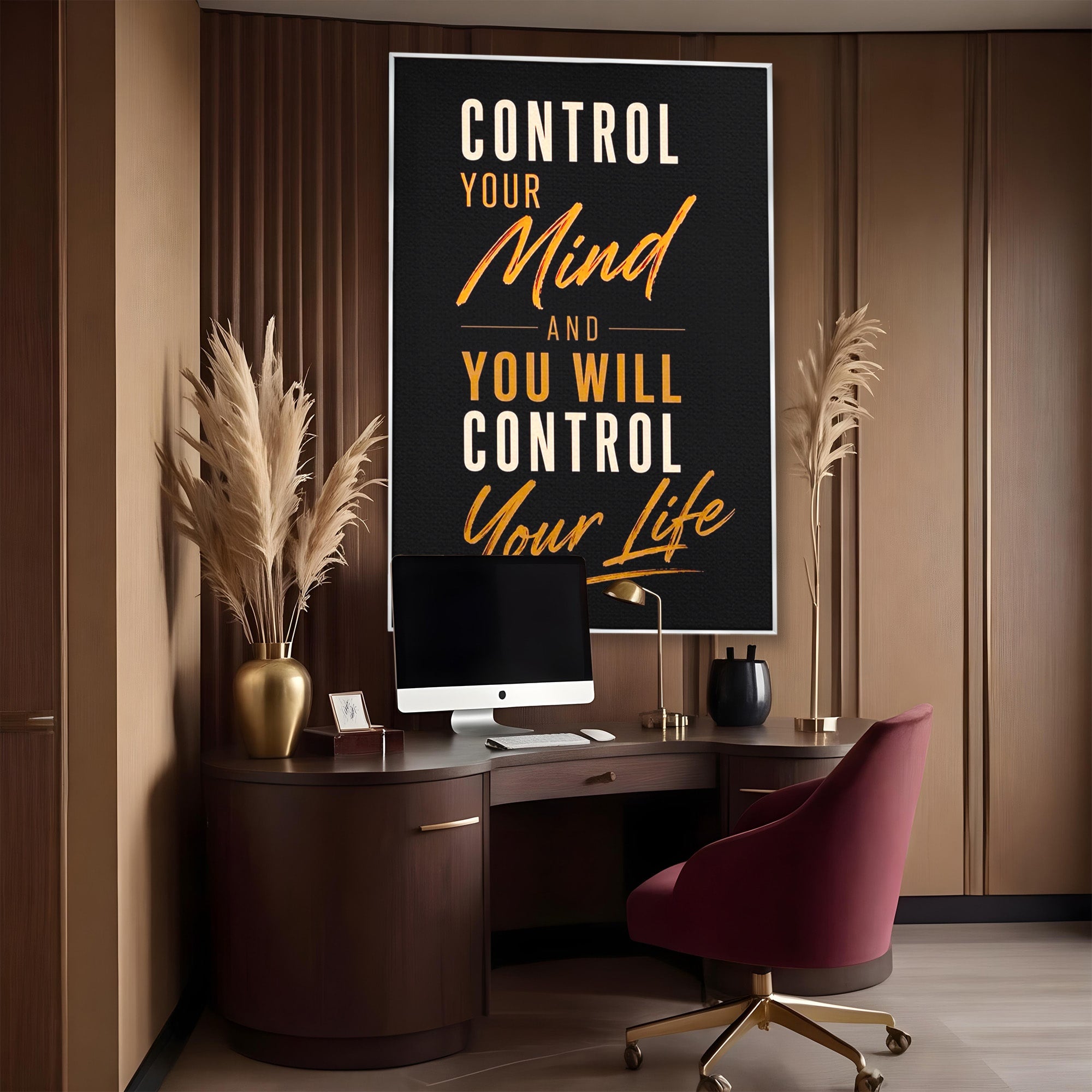Tablou Canvas Premium LuxCanva® PI1305, Controlul Mintii, Motivational, Citat, Inspirational, Birou, Dormitor, Culori Vibrante