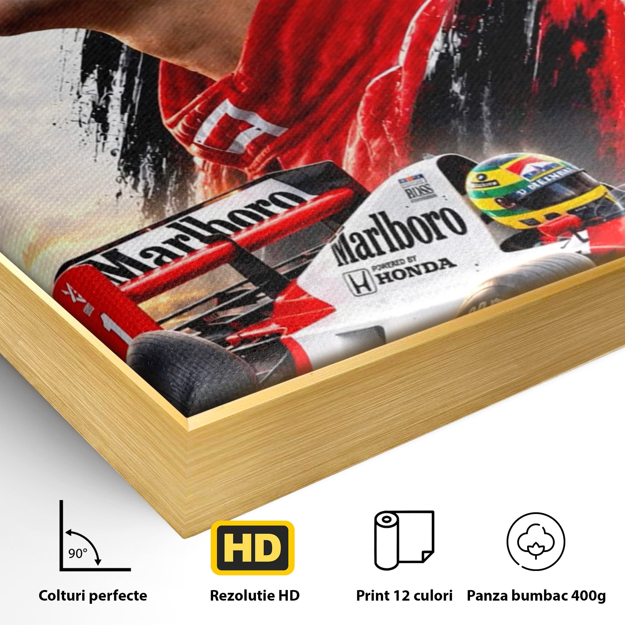 Tablou Canvas Premium LuxCanva® PI1306, Legenda Ayrton Senna, Sportiv, Formula 1, Masina, Motorsport, Birou, Culori Vibrante
