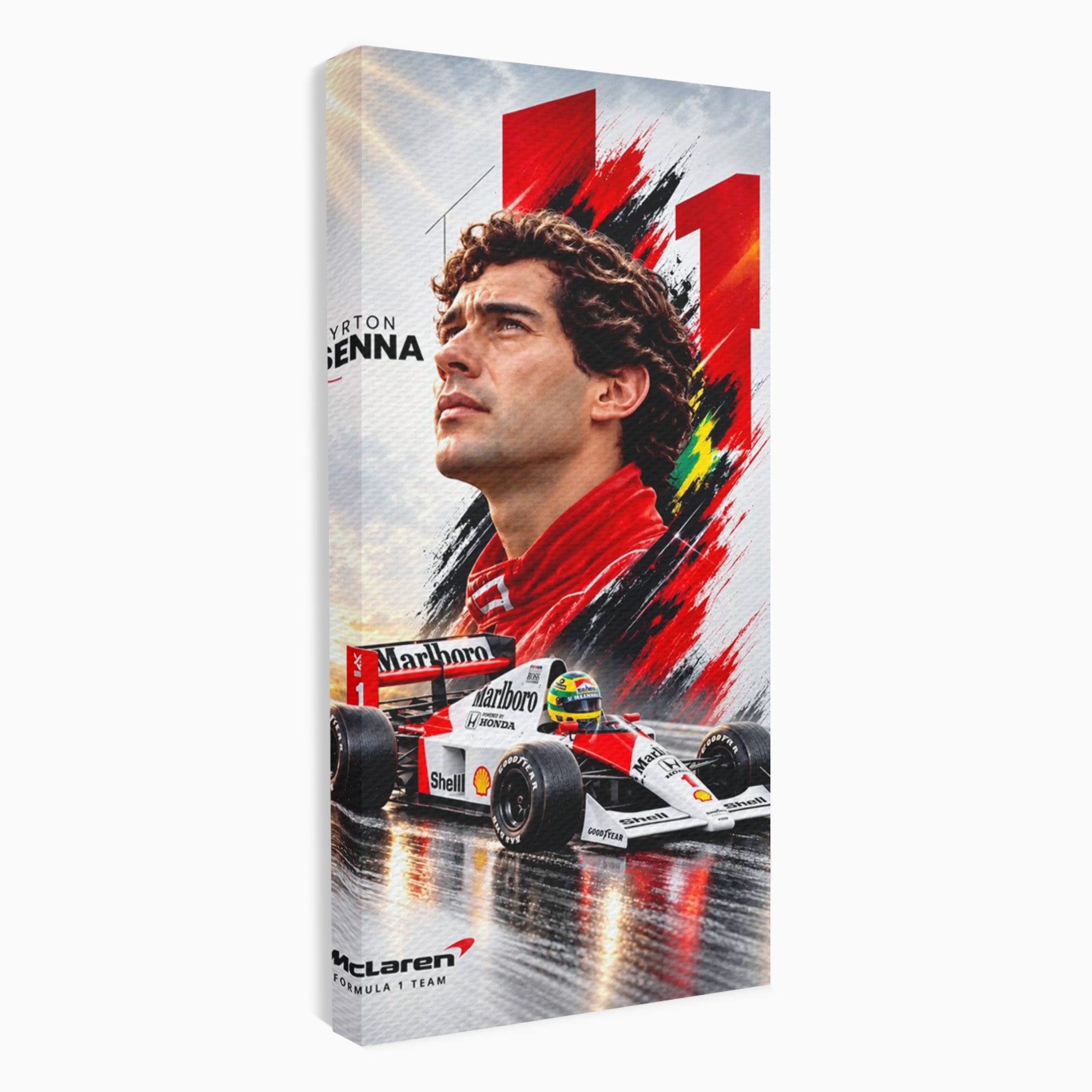 Tablou Canvas Premium LuxCanva® PI1306, Legenda Ayrton Senna, Sportiv, Formula 1, Masina, Motorsport, Birou, Culori Vibrante