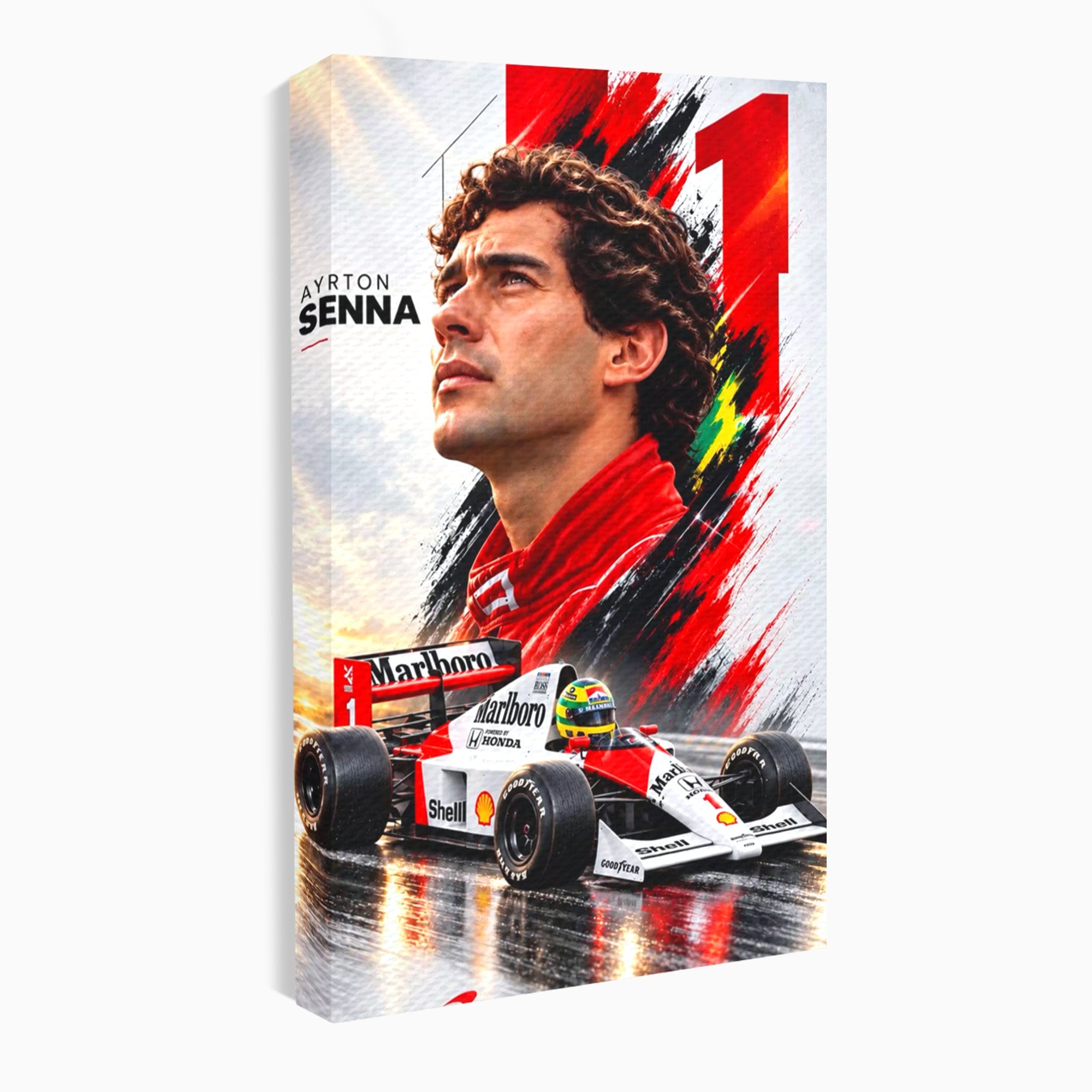 Tablou Canvas Premium LuxCanva® PI1306, Legenda Ayrton Senna, Sportiv, Formula 1, Masina, Motorsport, Birou, Culori Vibrante