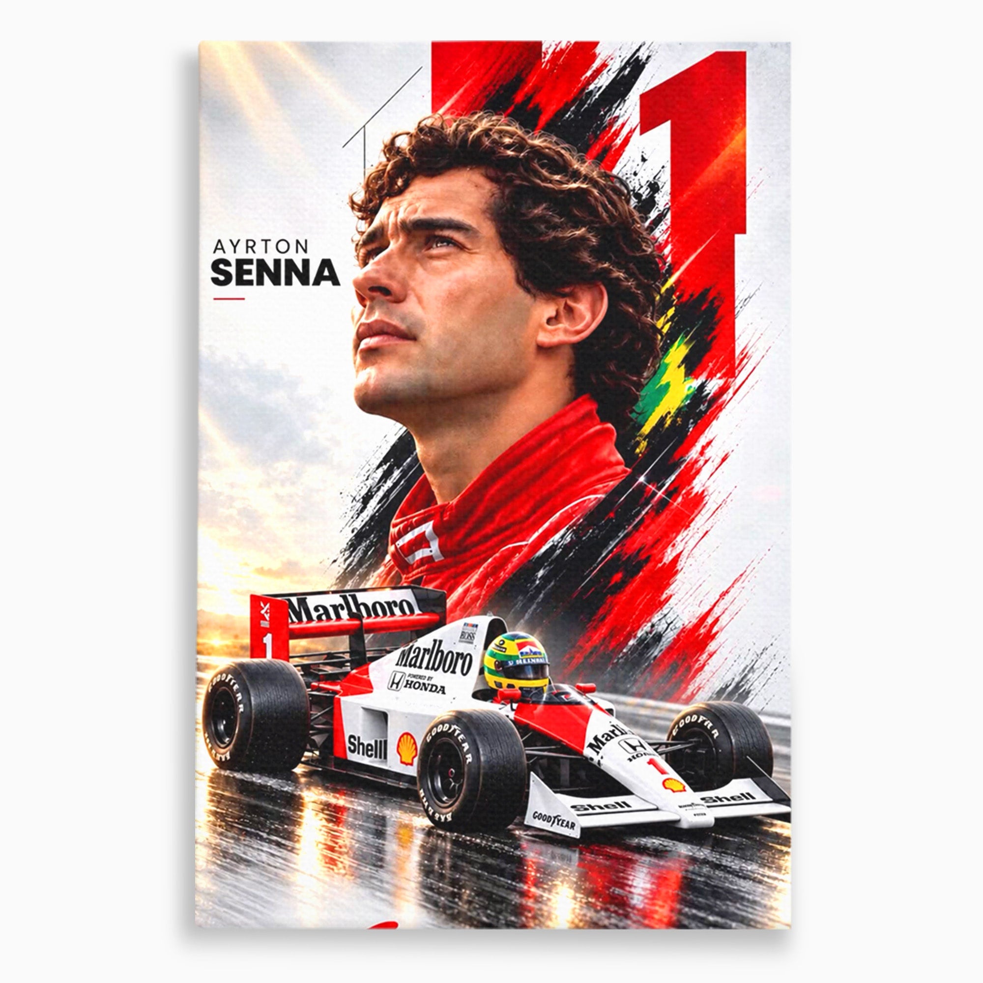 Tablou Canvas Premium LuxCanva® PI1306, Legenda Ayrton Senna, Sportiv, Formula 1, Masina, Motorsport, Birou, Culori Vibrante