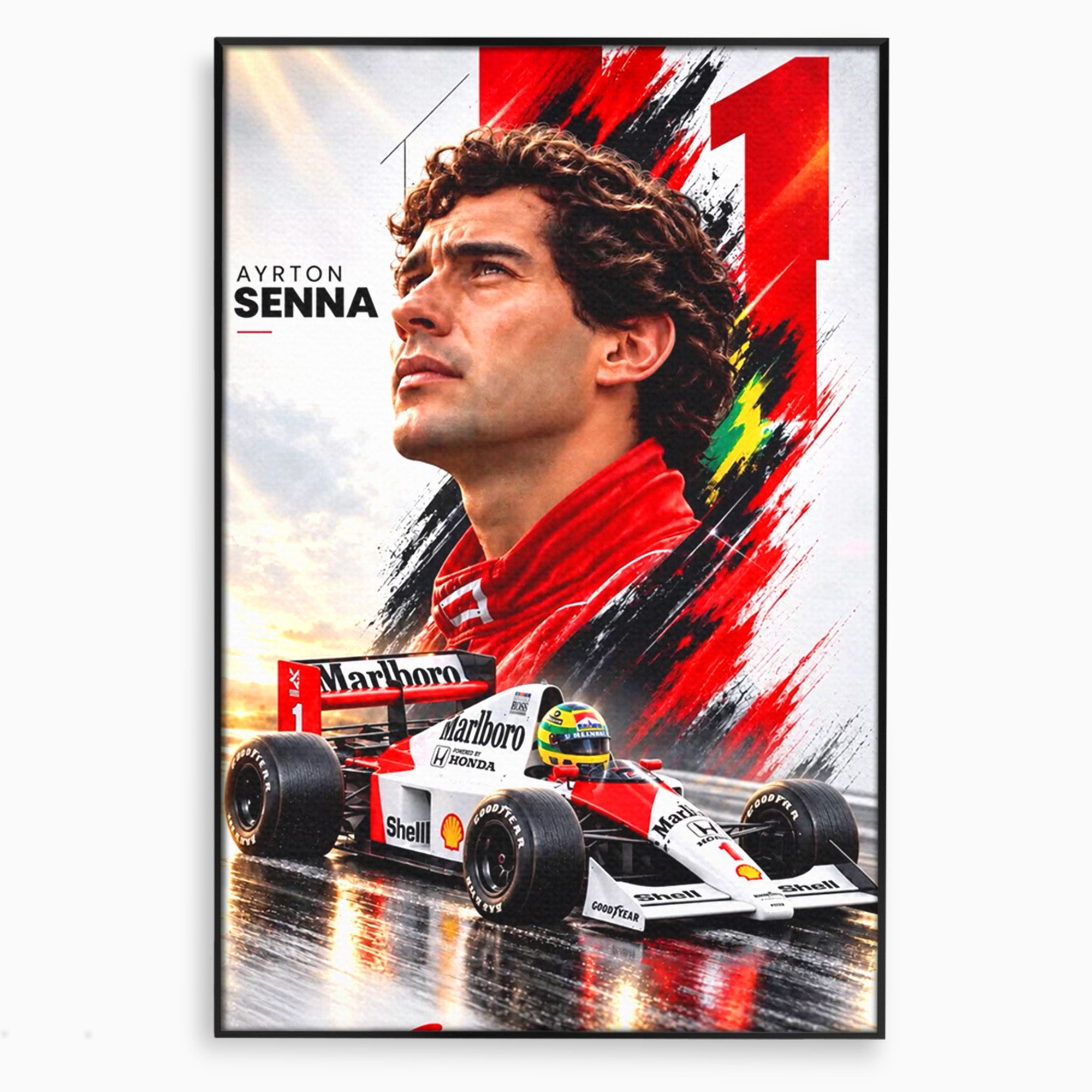 Tablou Canvas Premium LuxCanva® PI1306, Legenda Ayrton Senna, Sportiv, Formula 1, Masina, Motorsport, Birou, Culori Vibrante