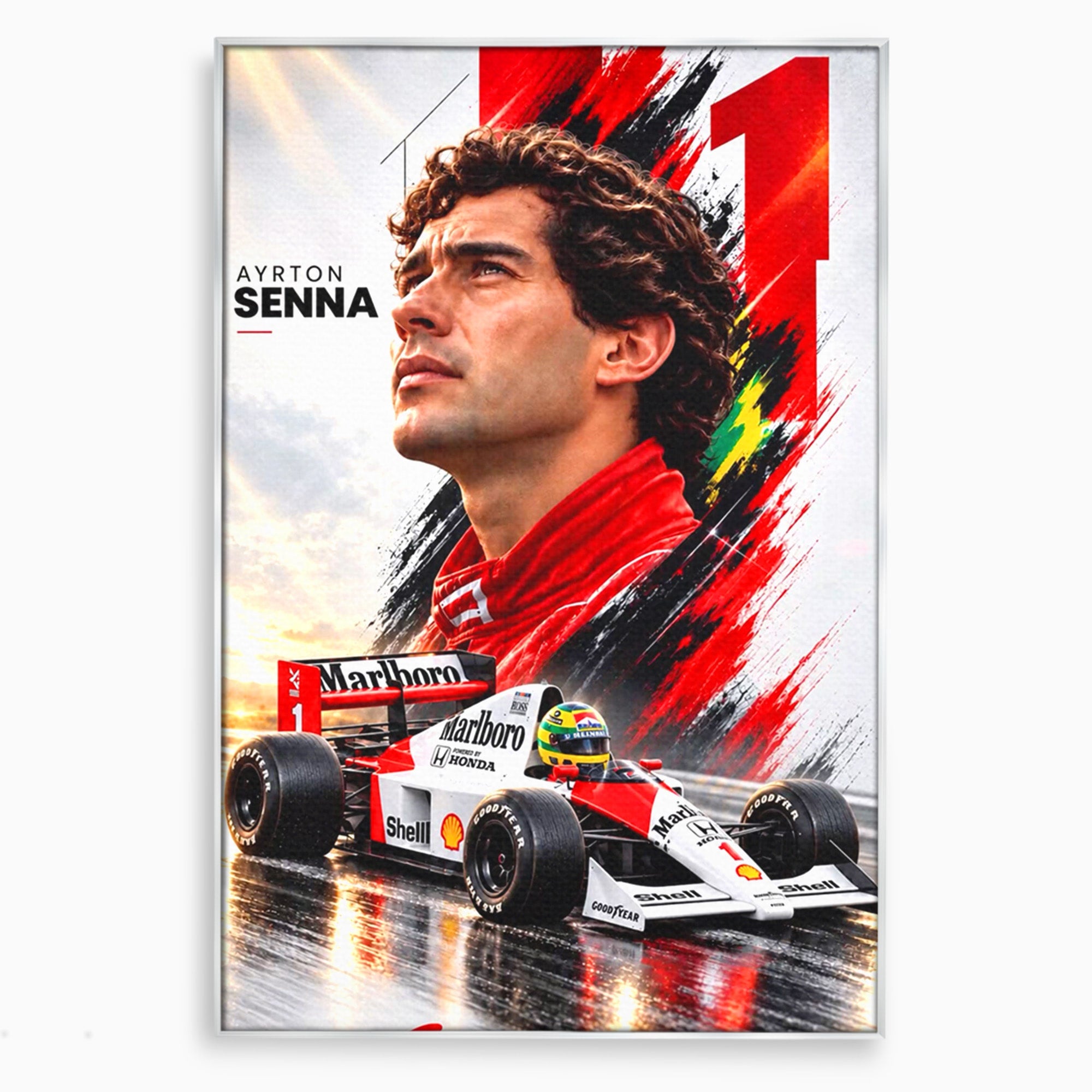 Tablou Canvas Premium LuxCanva® PI1306, Legenda Ayrton Senna, Sportiv, Formula 1, Masina, Motorsport, Birou, Culori Vibrante