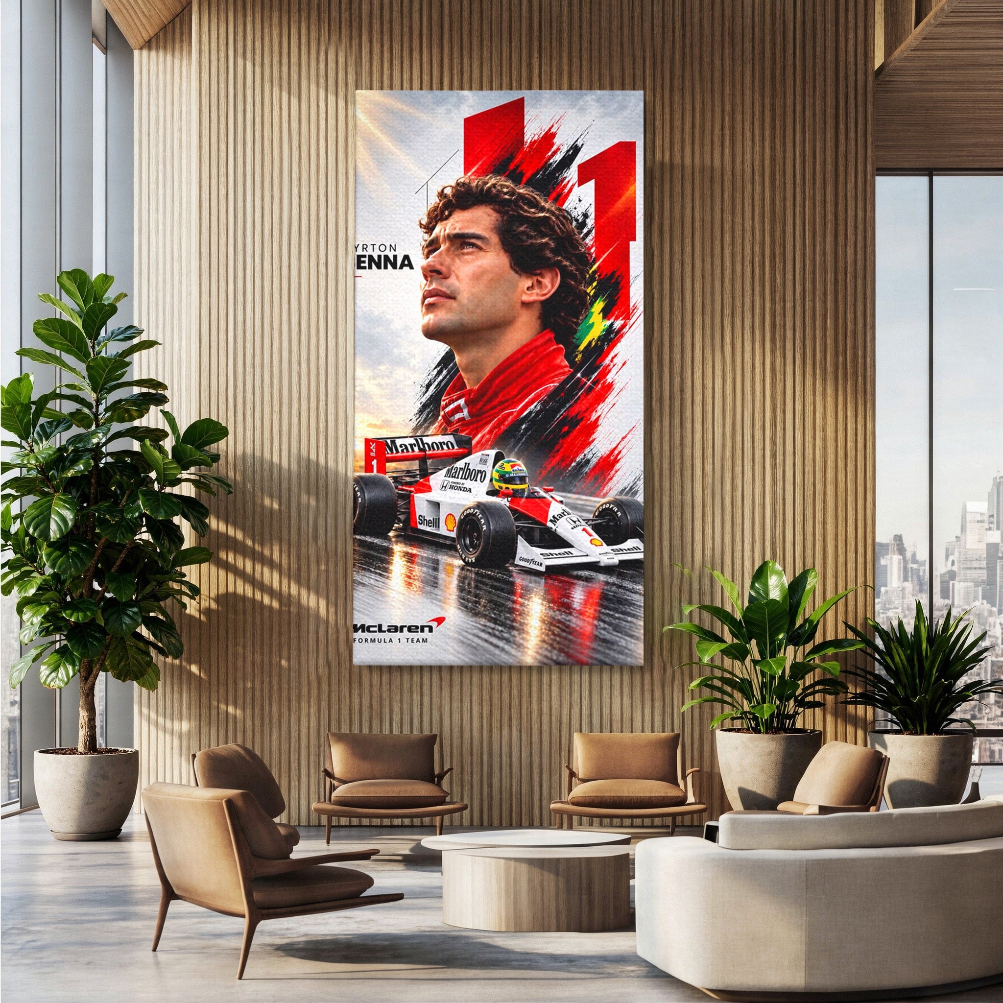 Tablou Canvas Premium LuxCanva® PI1306, Legenda Ayrton Senna, Sportiv, Formula 1, Masina, Motorsport, Birou, Culori Vibrante