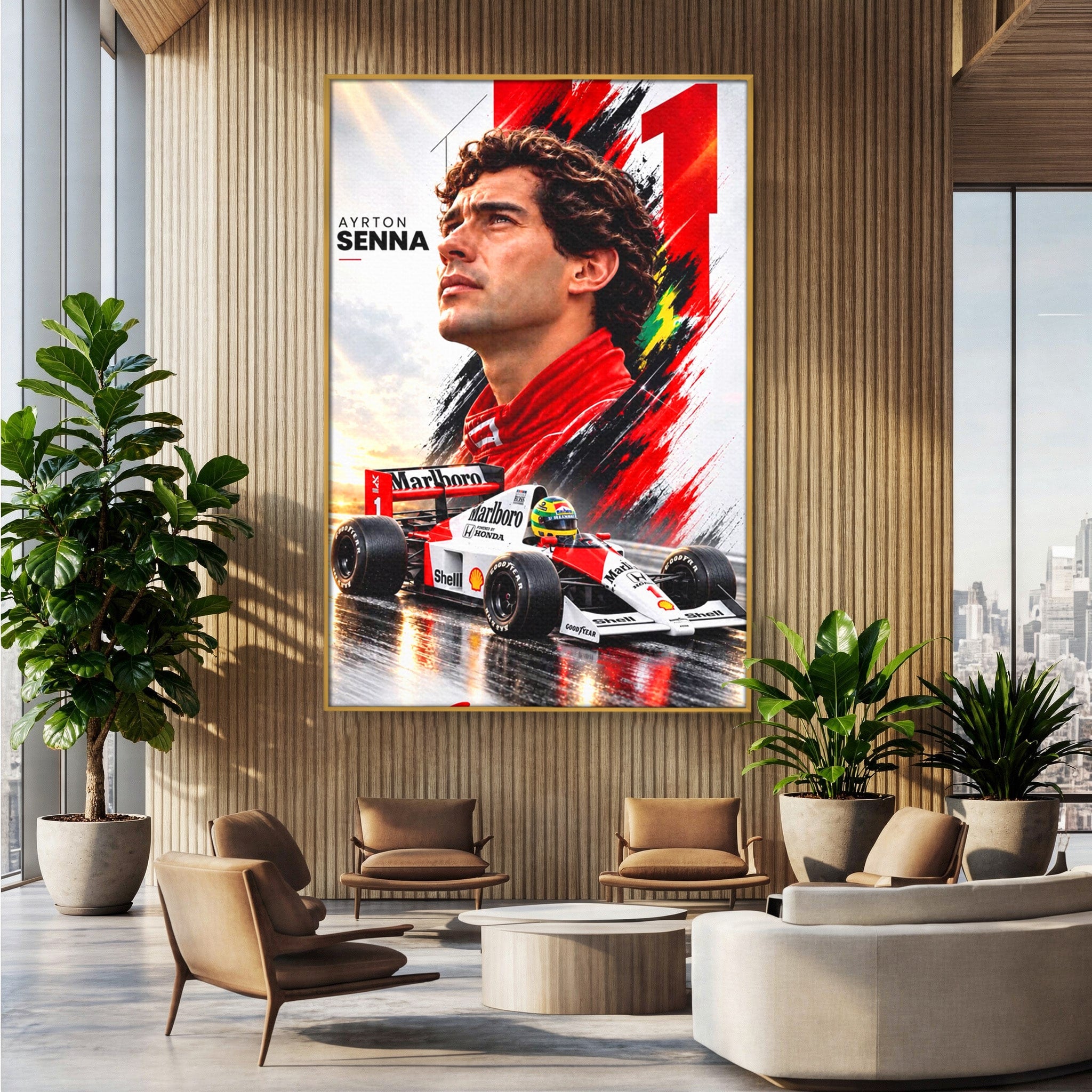 Tablou Canvas Premium LuxCanva® PI1306, Legenda Ayrton Senna, Sportiv, Formula 1, Masina, Motorsport, Birou, Culori Vibrante