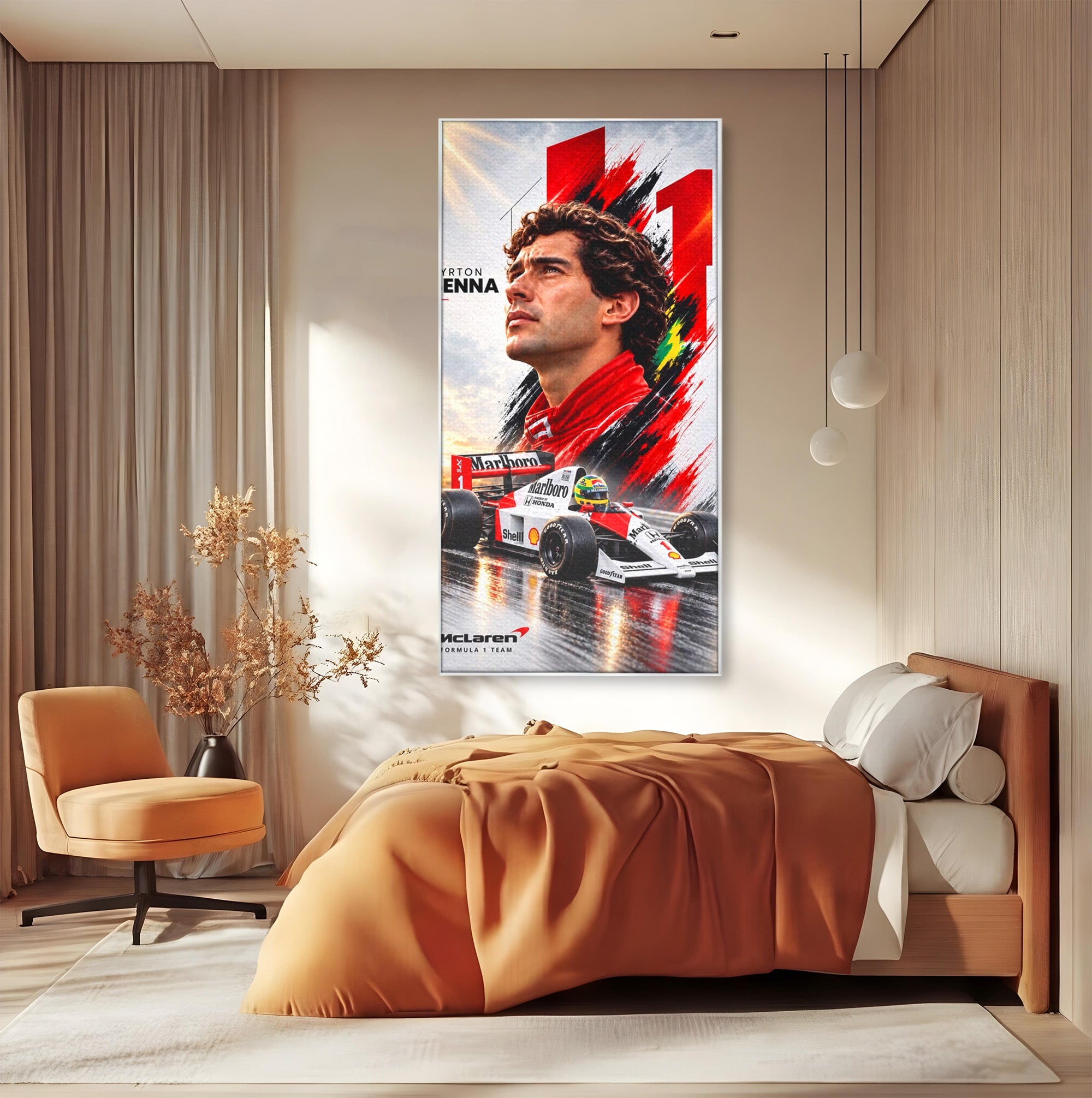 Tablou Canvas Premium LuxCanva® PI1306, Legenda Ayrton Senna, Sportiv, Formula 1, Masina, Motorsport, Birou, Culori Vibrante