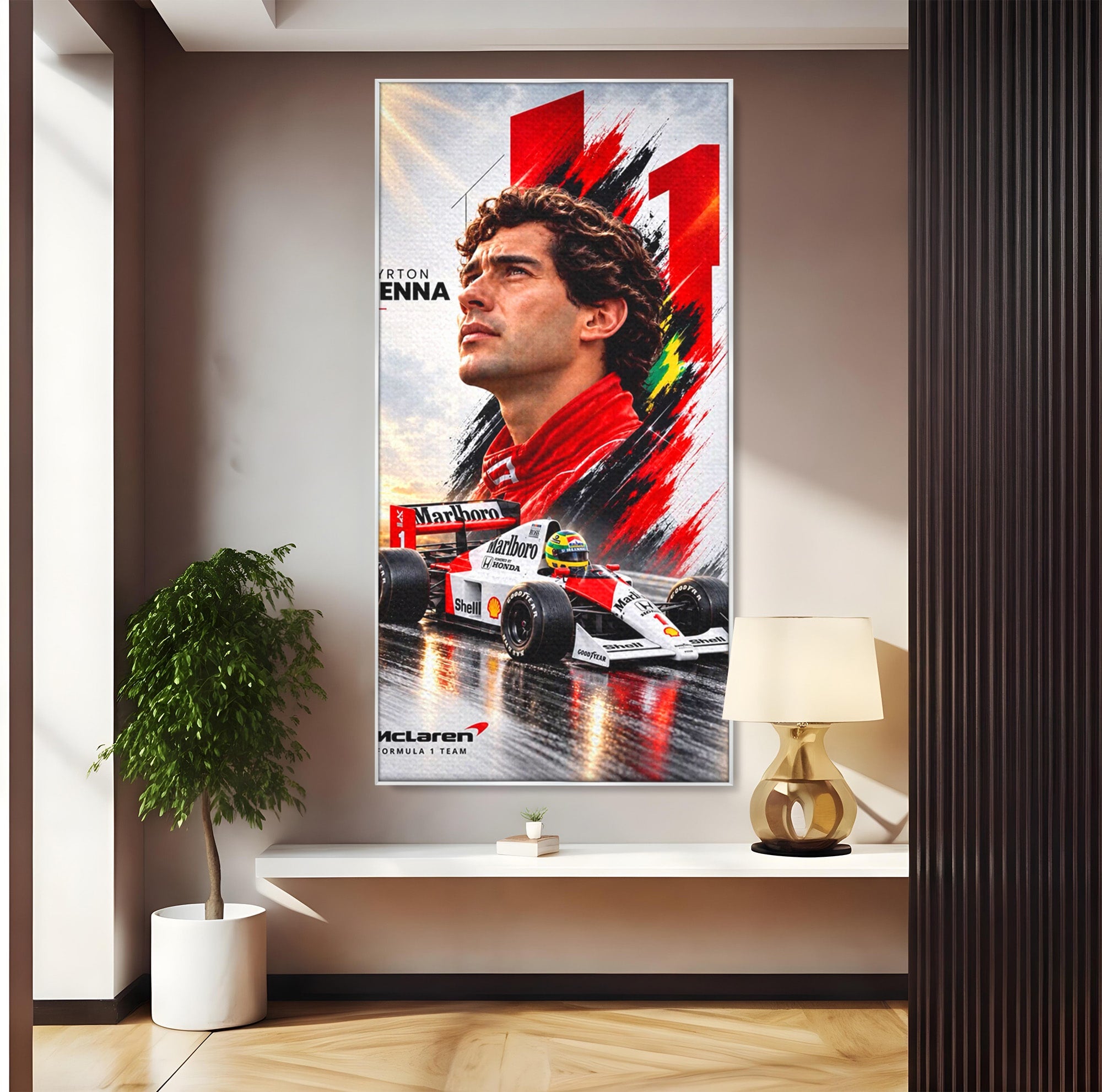 Tablou Canvas Premium LuxCanva® PI1306, Legenda Ayrton Senna, Sportiv, Formula 1, Masina, Motorsport, Birou, Culori Vibrante