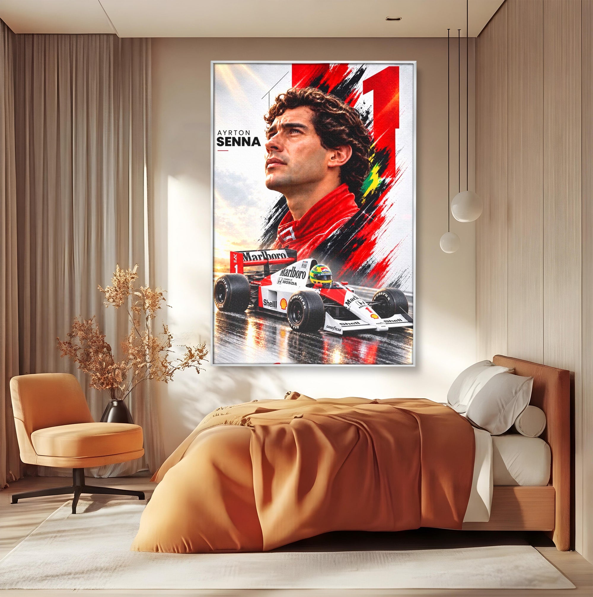 Tablou Canvas Premium LuxCanva® PI1306, Legenda Ayrton Senna, Sportiv, Formula 1, Masina, Motorsport, Birou, Culori Vibrante