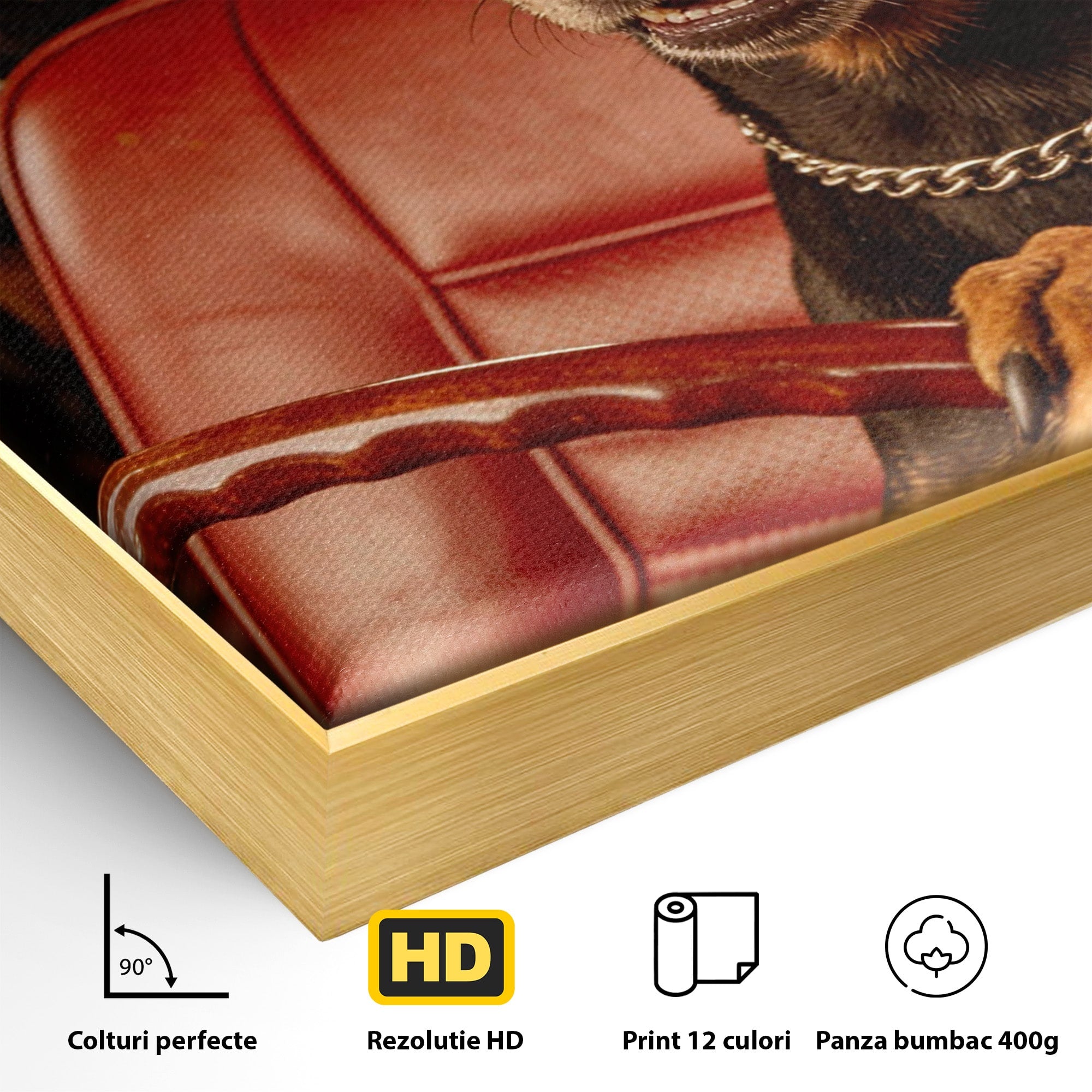 Tablou Canvas Premium LuxCanva® PI1307, Dobermani In Masina, Caini, Automobil, Trabuc, Stil Retro, Living, Culori Vibrante