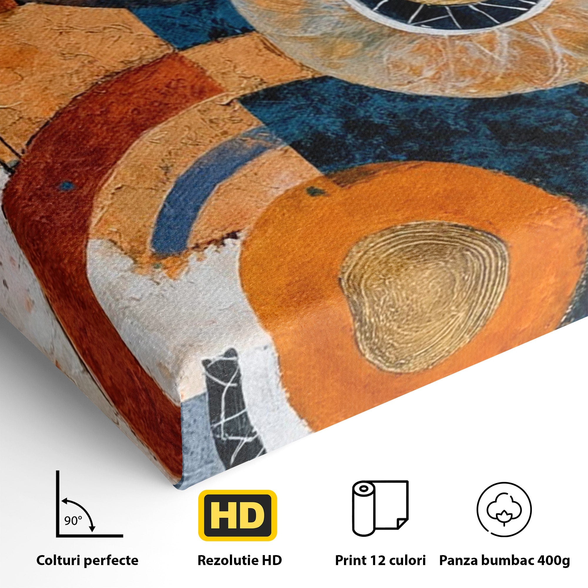 Tablou Canvas Premium LuxCanva® PI1308, Geometrie Circulara, Abstract, Cercuri, Modern, Birou, Living, Culori Vibrante