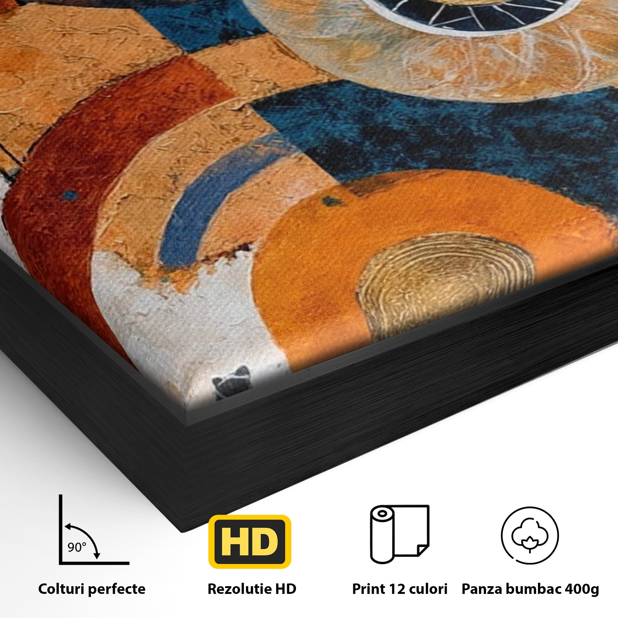 Tablou Canvas Premium LuxCanva® PI1308, Geometrie Circulara, Abstract, Cercuri, Modern, Birou, Living, Culori Vibrante