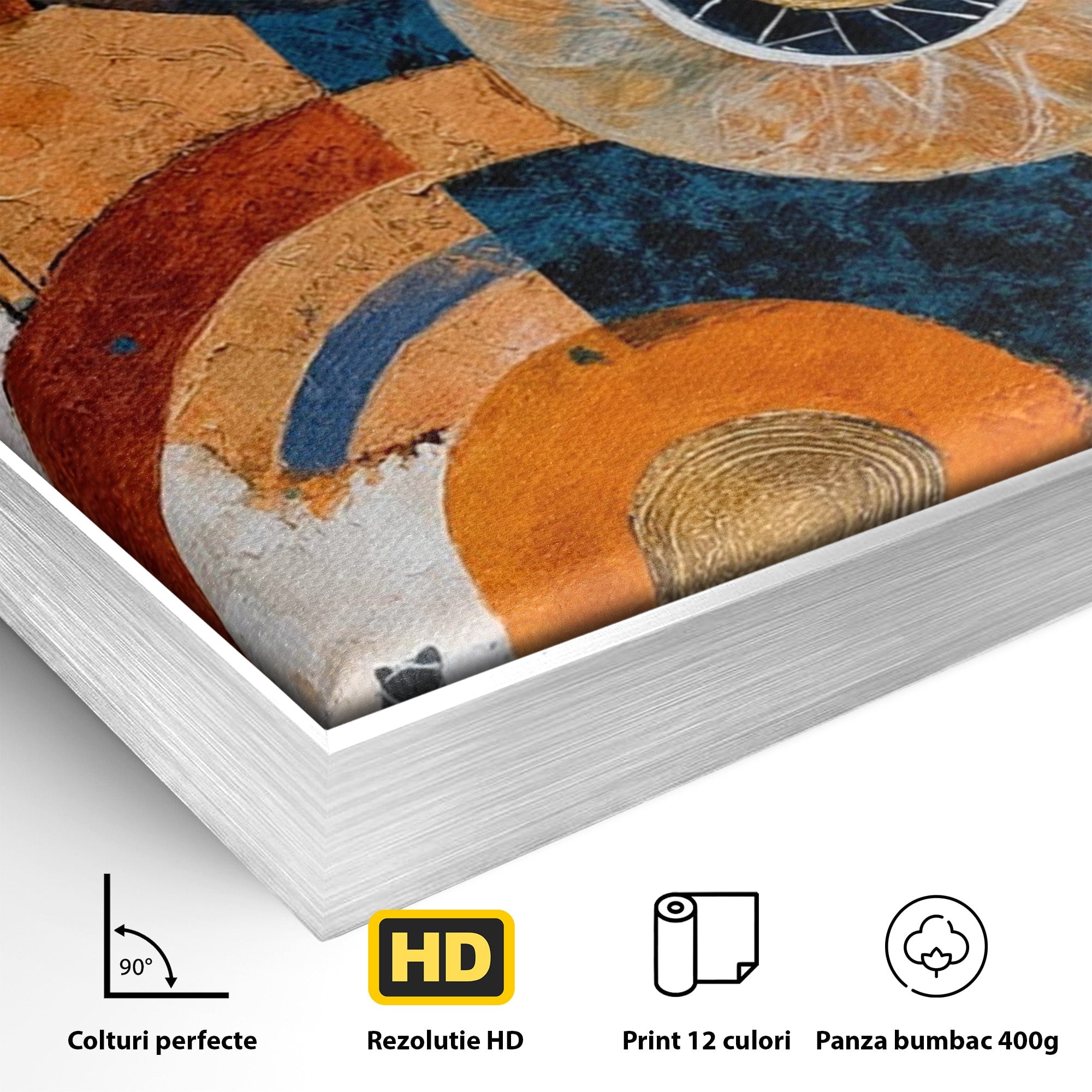 Tablou Canvas Premium LuxCanva® PI1308, Geometrie Circulara, Abstract, Cercuri, Modern, Birou, Living, Culori Vibrante