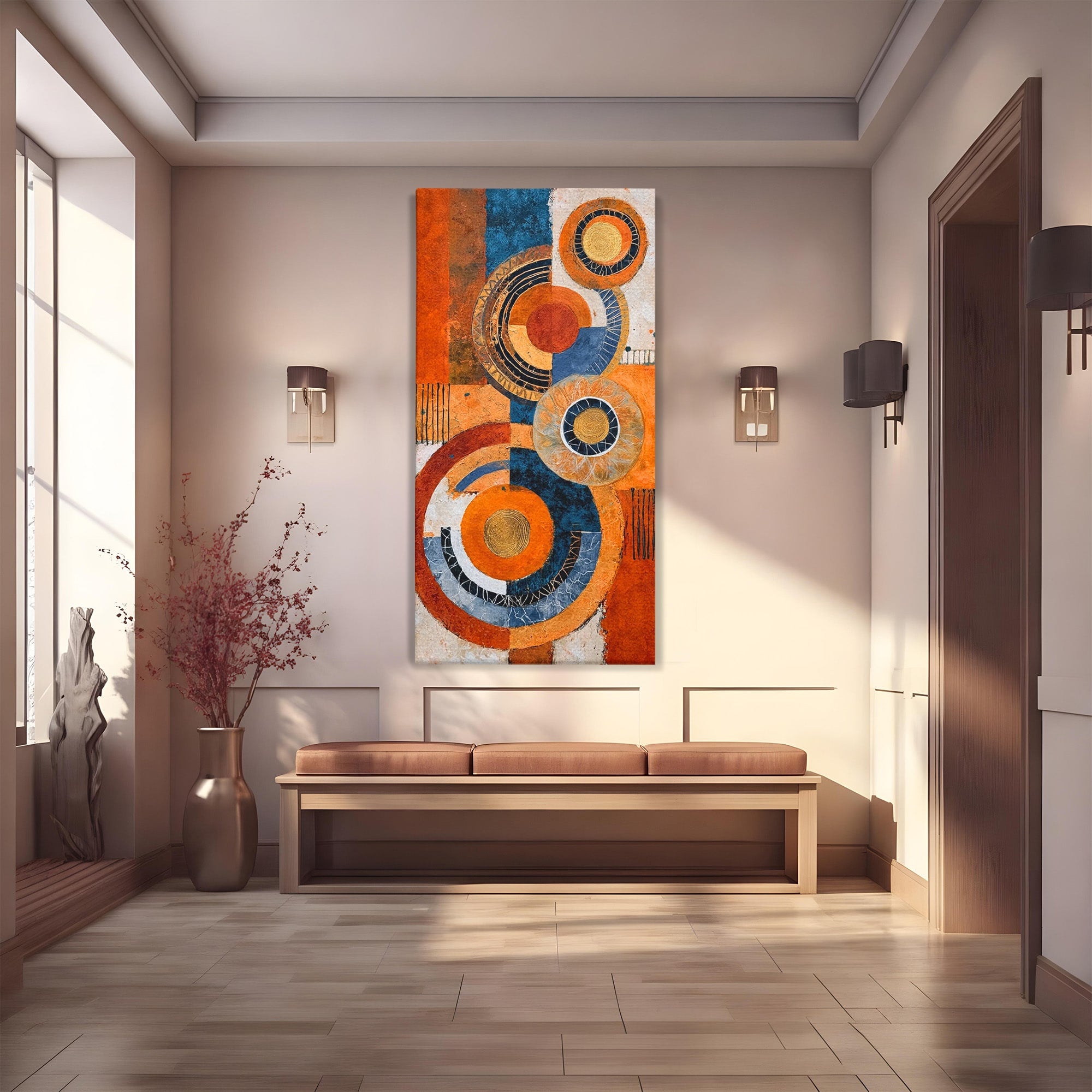 Tablou Canvas Premium LuxCanva® PI1308, Geometrie Circulara, Abstract, Cercuri, Modern, Birou, Living, Culori Vibrante