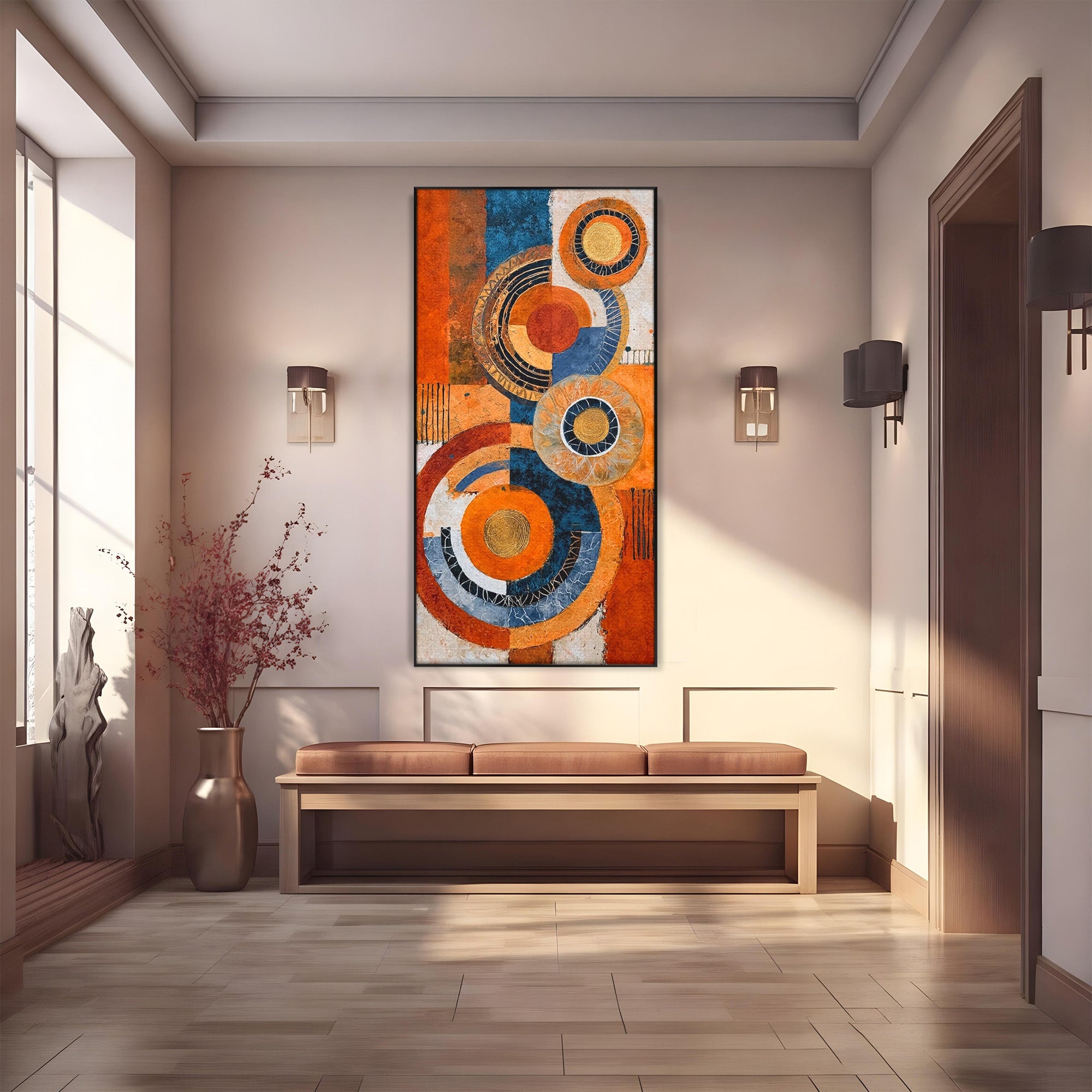 Tablou Canvas Premium LuxCanva® PI1308, Geometrie Circulara, Abstract, Cercuri, Modern, Birou, Living, Culori Vibrante