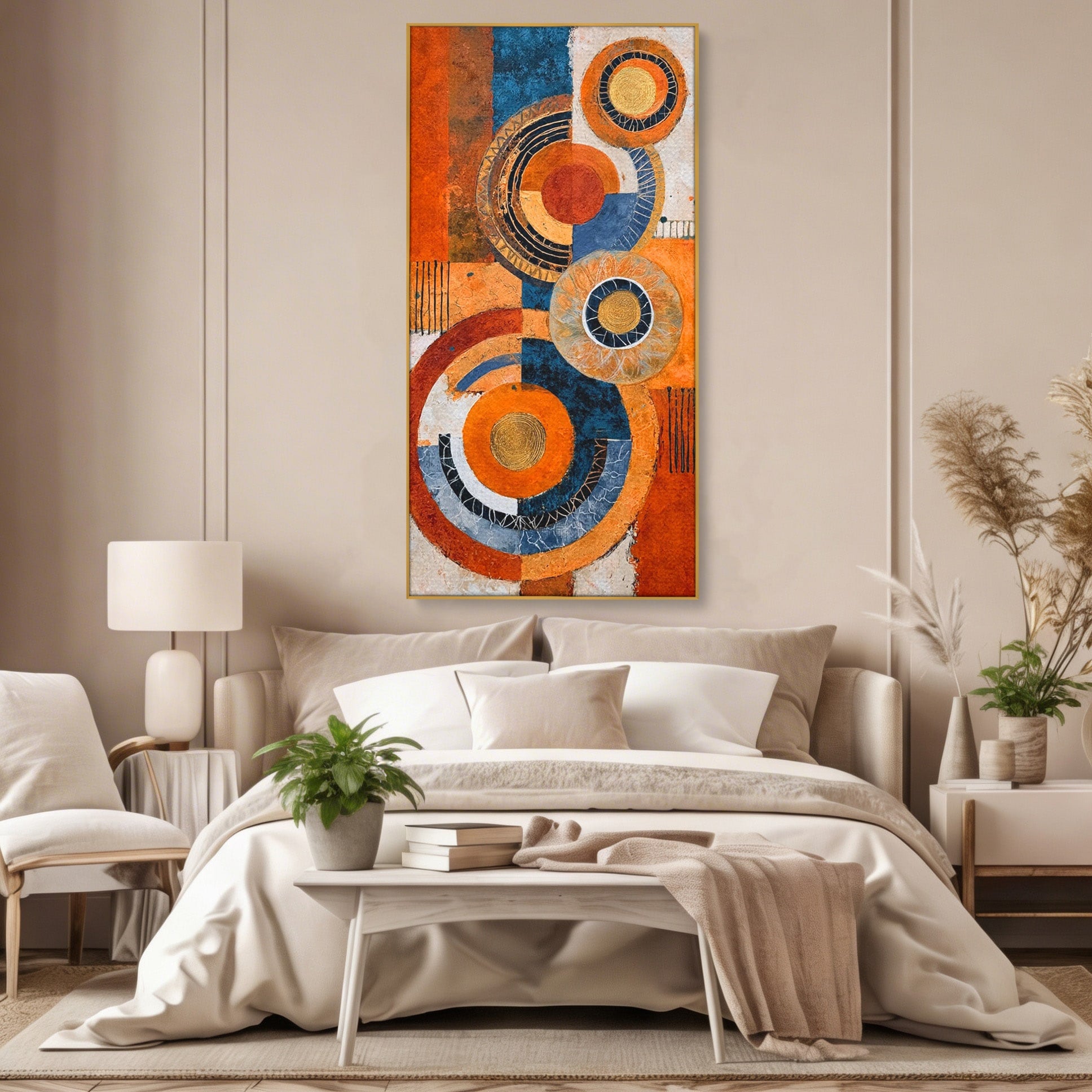 Tablou Canvas Premium LuxCanva® PI1308, Geometrie Circulara, Abstract, Cercuri, Modern, Birou, Living, Culori Vibrante