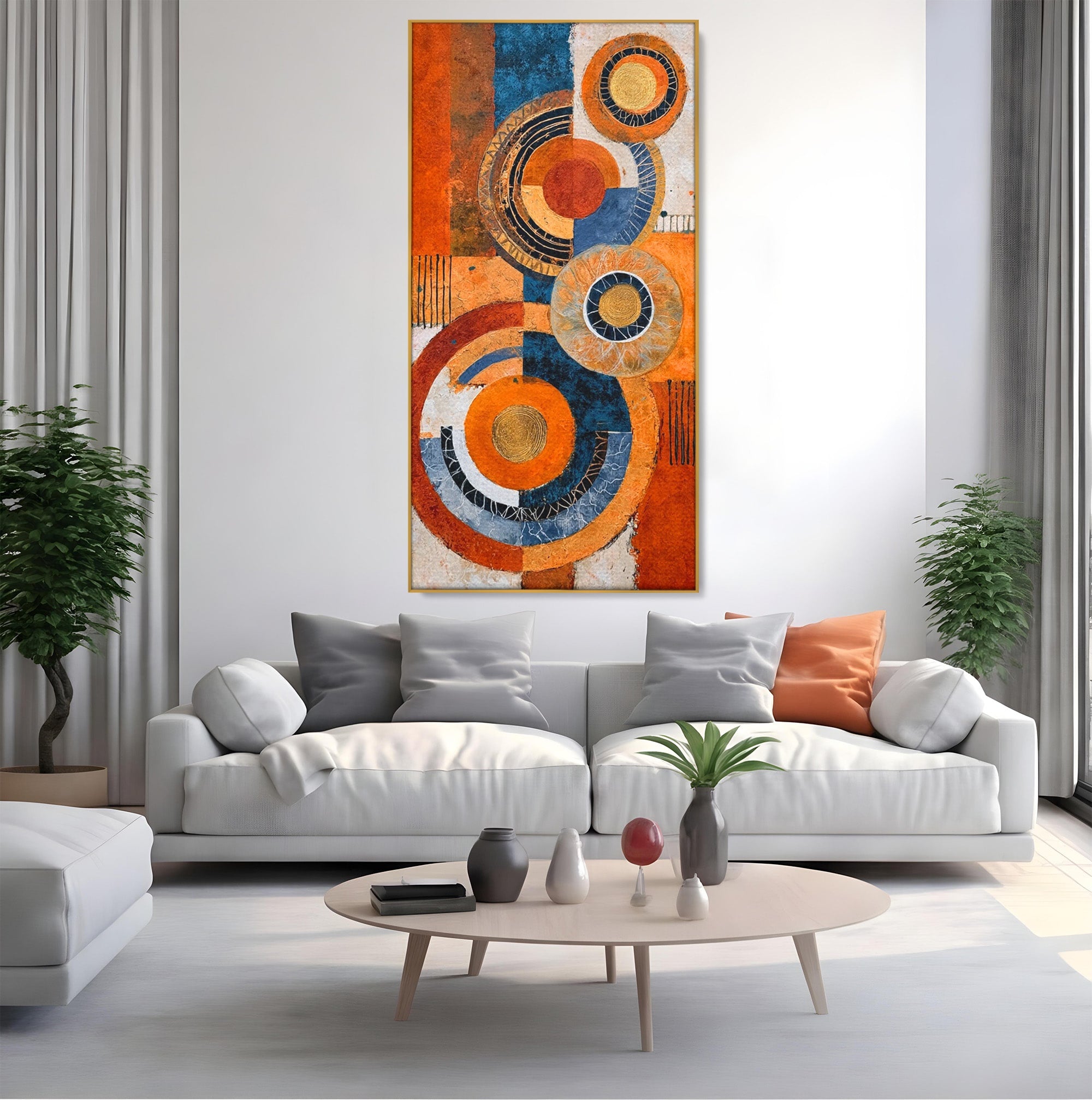 Tablou Canvas Premium LuxCanva® PI1308, Geometrie Circulara, Abstract, Cercuri, Modern, Birou, Living, Culori Vibrante