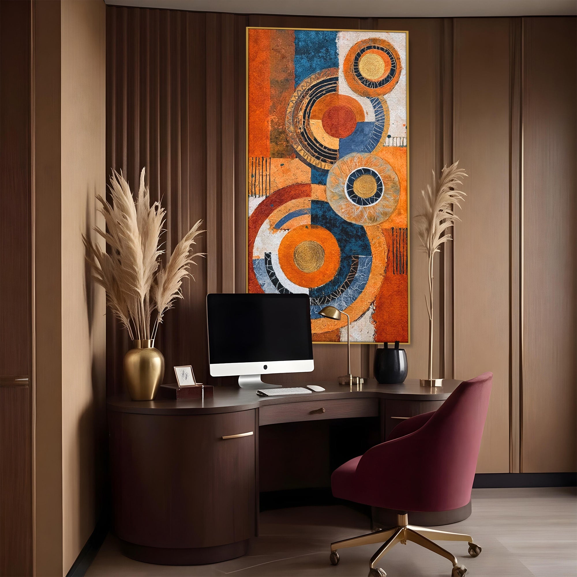 Tablou Canvas Premium LuxCanva® PI1308, Geometrie Circulara, Abstract, Cercuri, Modern, Birou, Living, Culori Vibrante