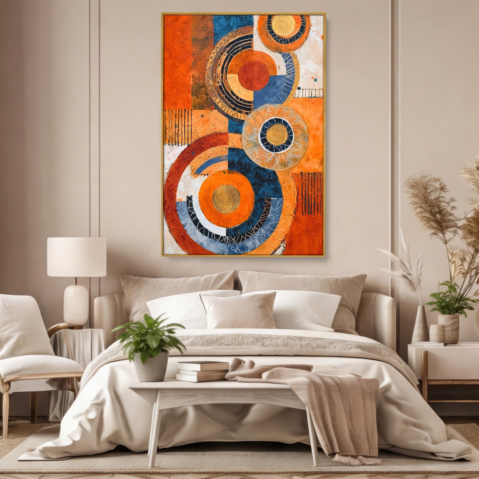 Tablou Canvas Premium LuxCanva® PI1308, Geometrie Circulara, Abstract, Cercuri, Modern, Birou, Living, Culori Vibrante