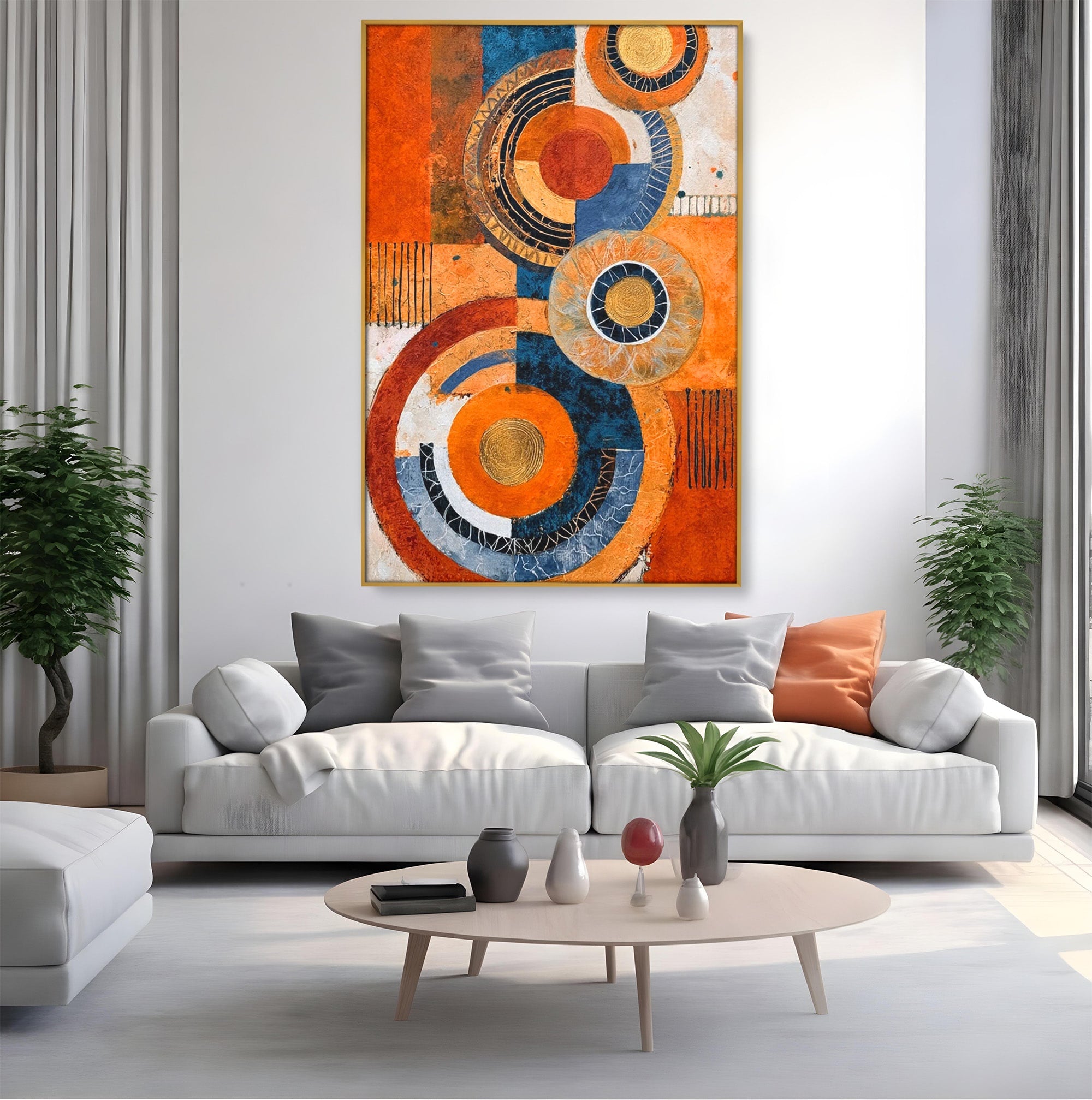 Tablou Canvas Premium LuxCanva® PI1308, Geometrie Circulara, Abstract, Cercuri, Modern, Birou, Living, Culori Vibrante