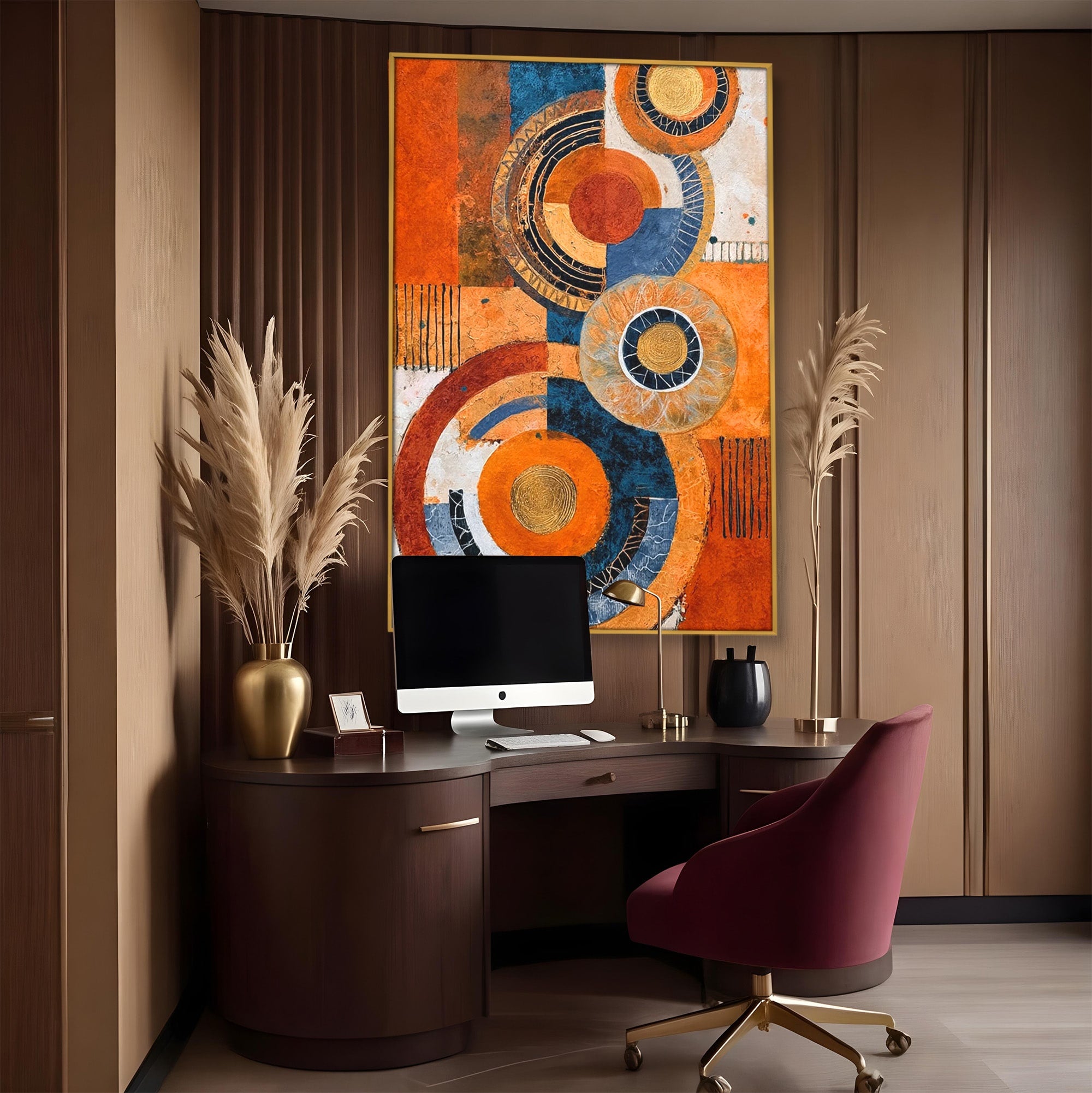 Tablou Canvas Premium LuxCanva® PI1308, Geometrie Circulara, Abstract, Cercuri, Modern, Birou, Living, Culori Vibrante