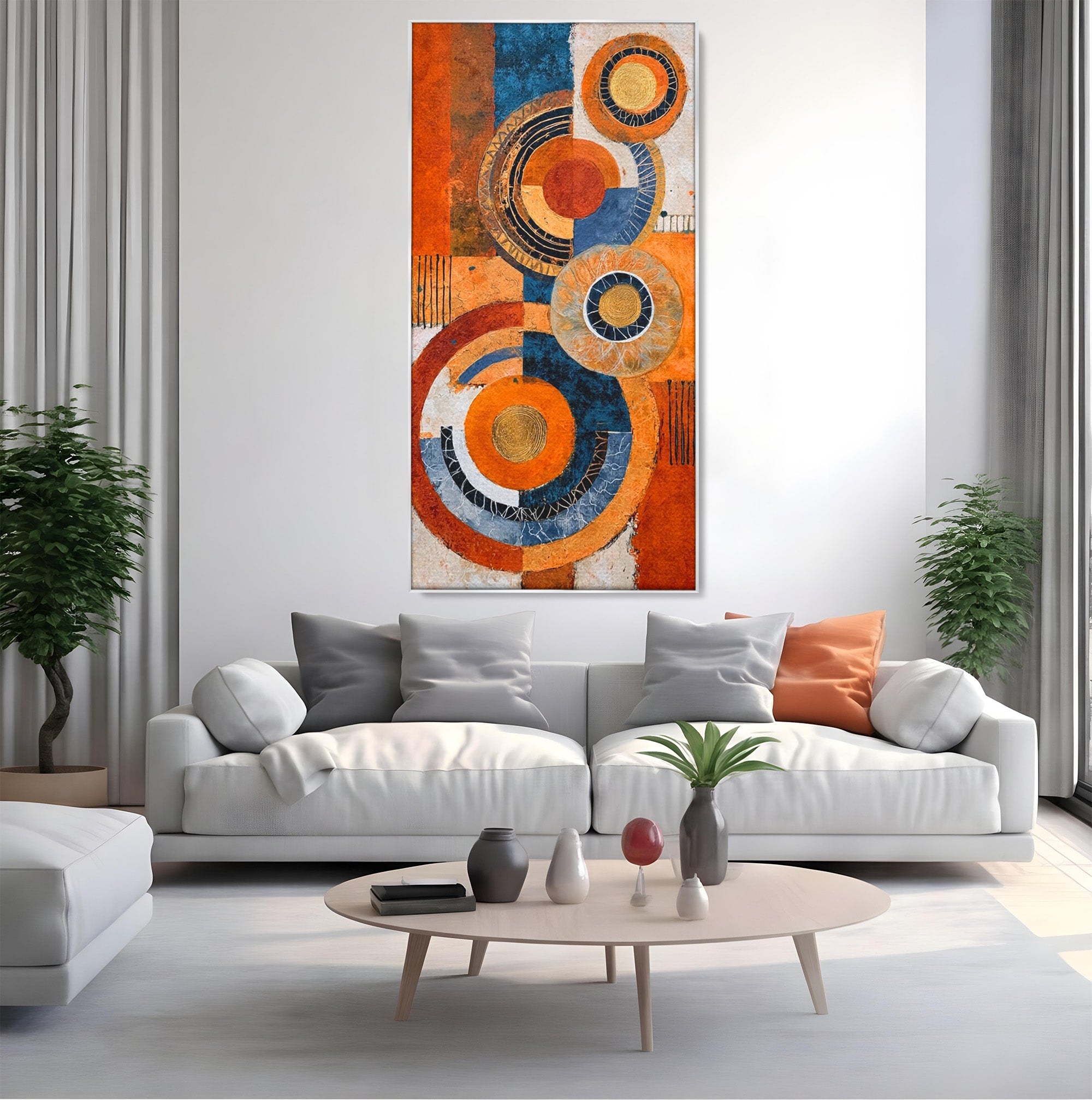 Tablou Canvas Premium LuxCanva® PI1308, Geometrie Circulara, Abstract, Cercuri, Modern, Birou, Living, Culori Vibrante