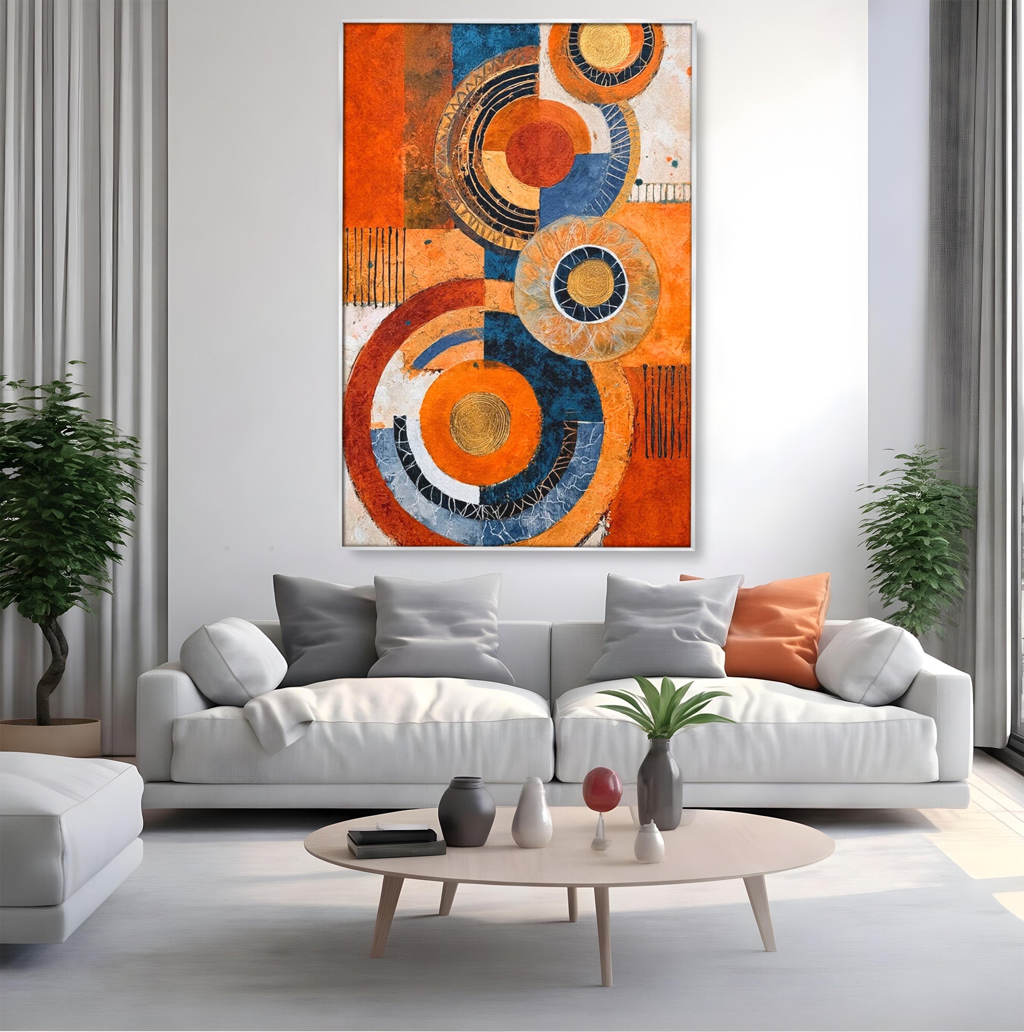 Tablou Canvas Premium LuxCanva® PI1308, Geometrie Circulara, Abstract, Cercuri, Modern, Birou, Living, Culori Vibrante