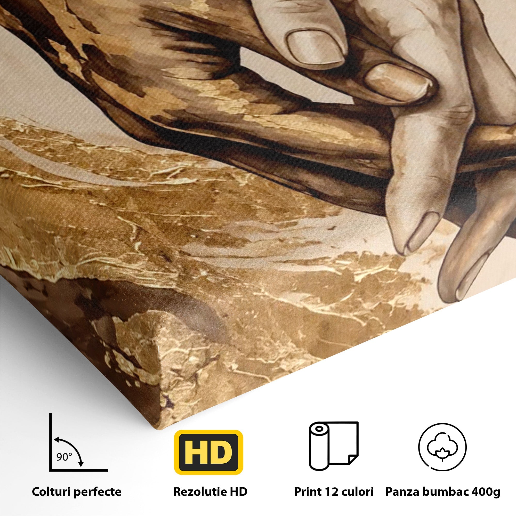 Tablou Canvas Premium LuxCanva® PI1309, Impreuna In Eternitate, Maini, Dragoste, Abstract, Legatura, Dormitor, Living, Culori Vibrante