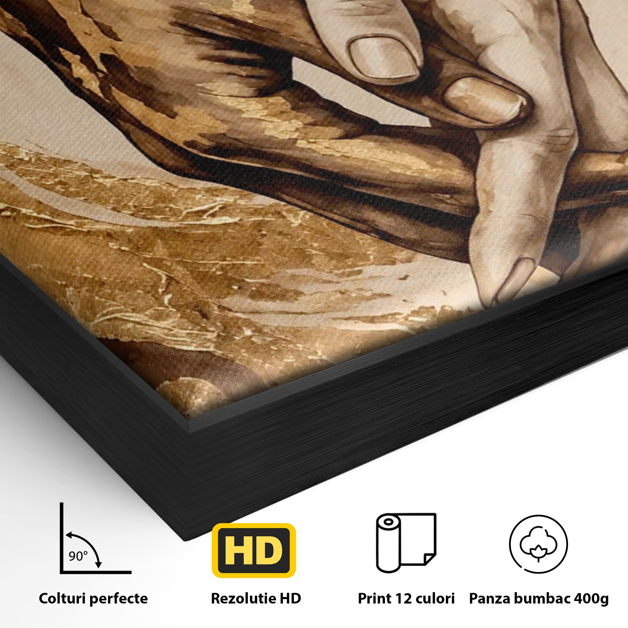 Tablou Canvas Premium LuxCanva® PI1309, Impreuna In Eternitate, Maini, Dragoste, Abstract, Legatura, Dormitor, Living, Culori Vibrante
