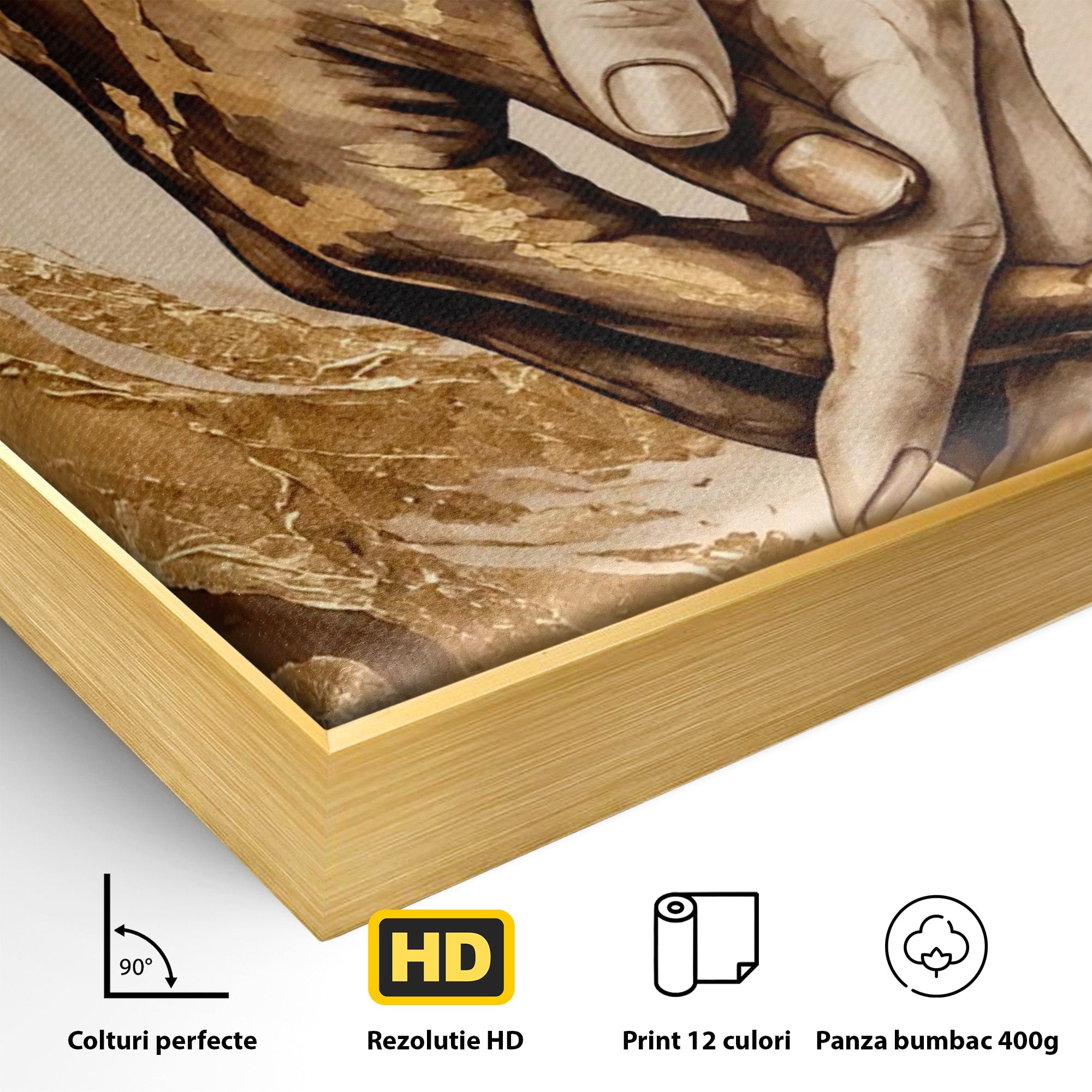 Tablou Canvas Premium LuxCanva® PI1309, Impreuna In Eternitate, Maini, Dragoste, Abstract, Legatura, Dormitor, Living, Culori Vibrante