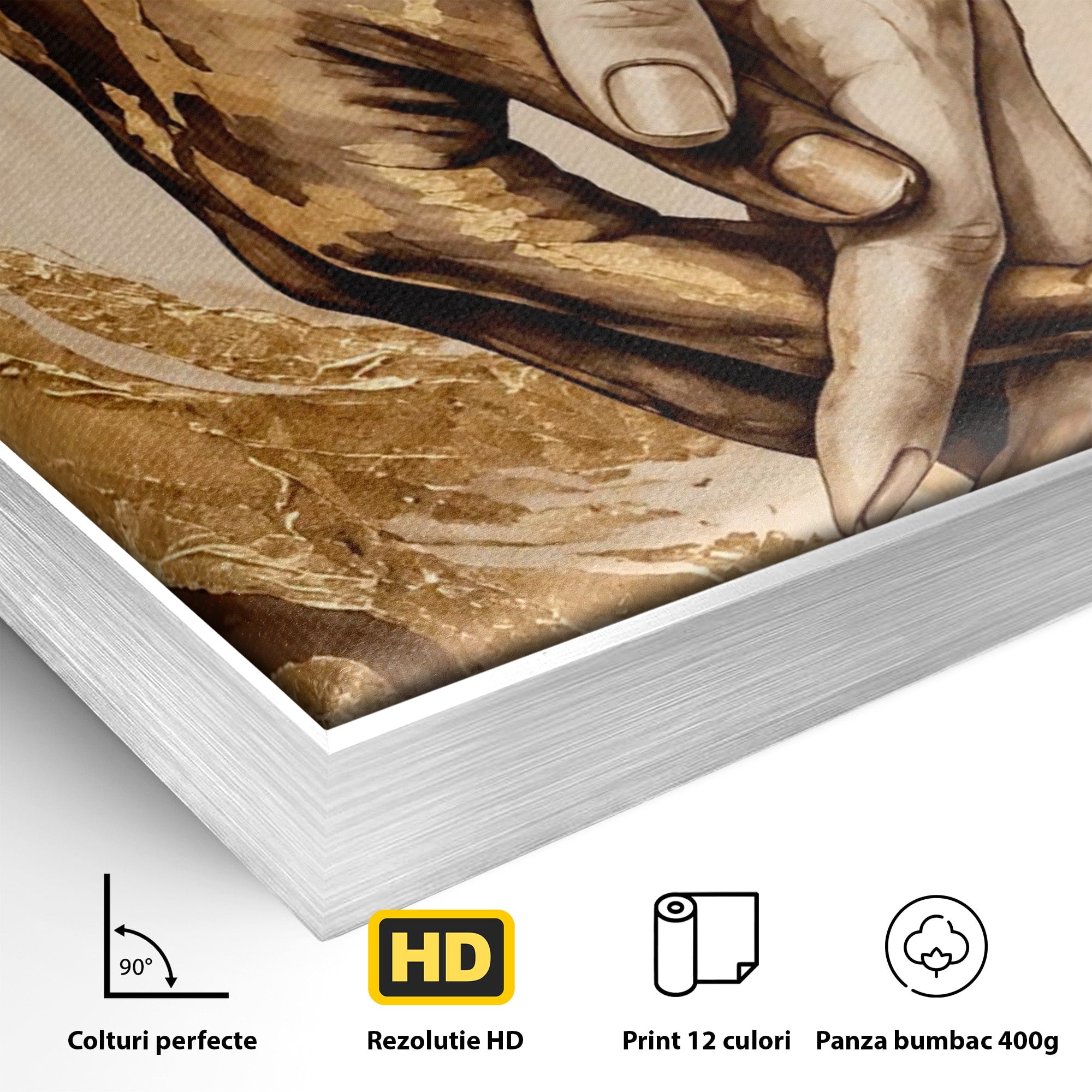Tablou Canvas Premium LuxCanva® PI1309, Impreuna In Eternitate, Maini, Dragoste, Abstract, Legatura, Dormitor, Living, Culori Vibrante