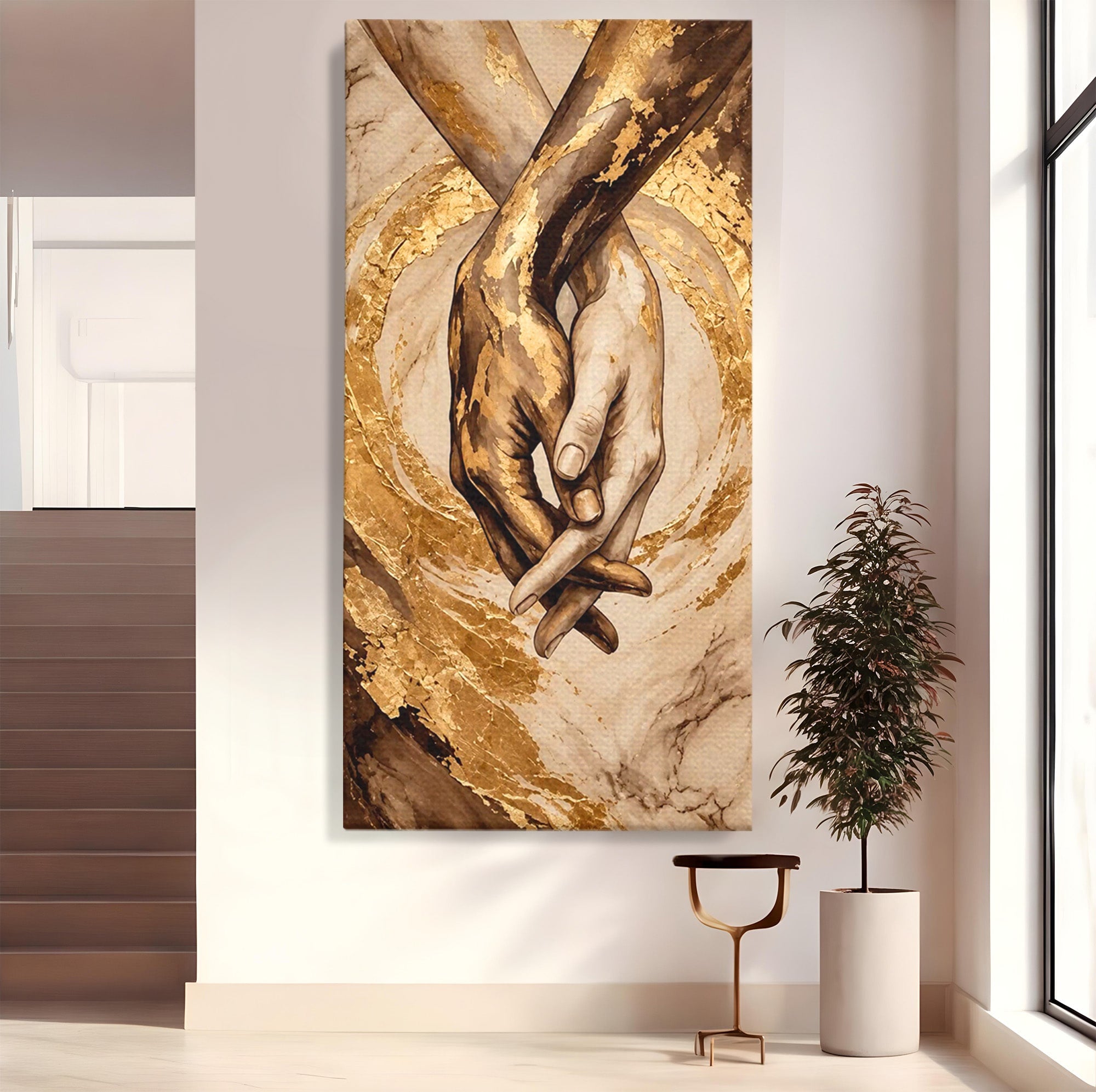 Tablou Canvas Premium LuxCanva® PI1309, Impreuna In Eternitate, Maini, Dragoste, Abstract, Legatura, Dormitor, Living, Culori Vibrante