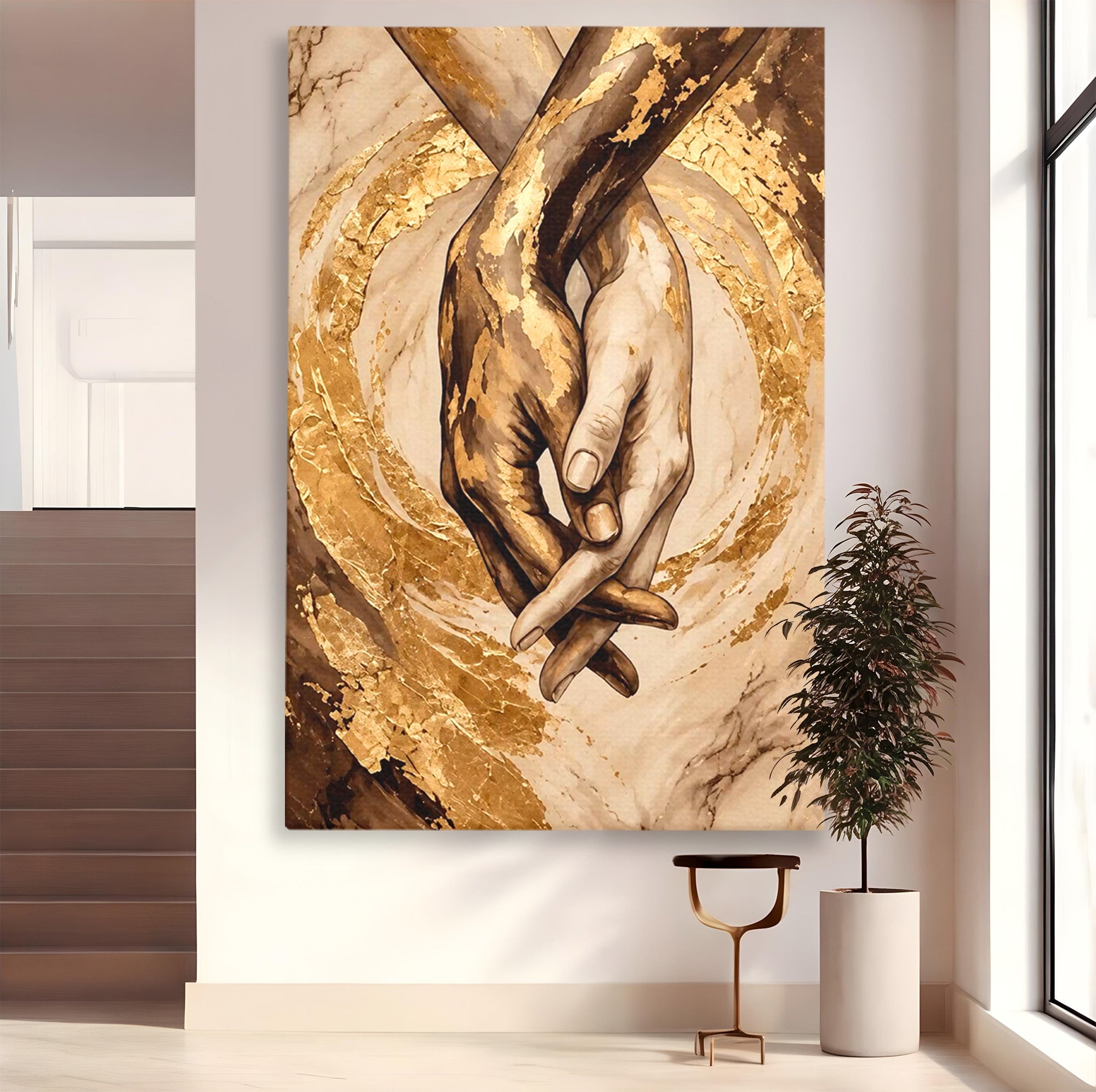 Tablou Canvas Premium LuxCanva® PI1309, Impreuna In Eternitate, Maini, Dragoste, Abstract, Legatura, Dormitor, Living, Culori Vibrante