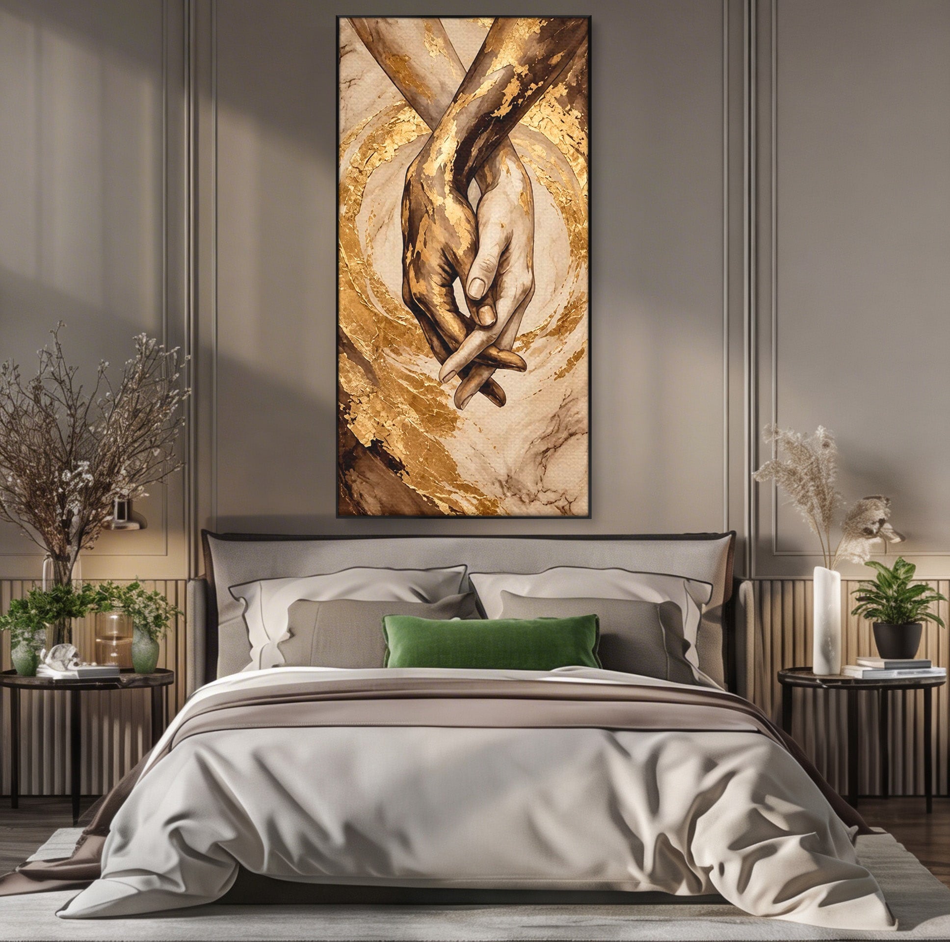 Tablou Canvas Premium LuxCanva® PI1309, Impreuna In Eternitate, Maini, Dragoste, Abstract, Legatura, Dormitor, Living, Culori Vibrante