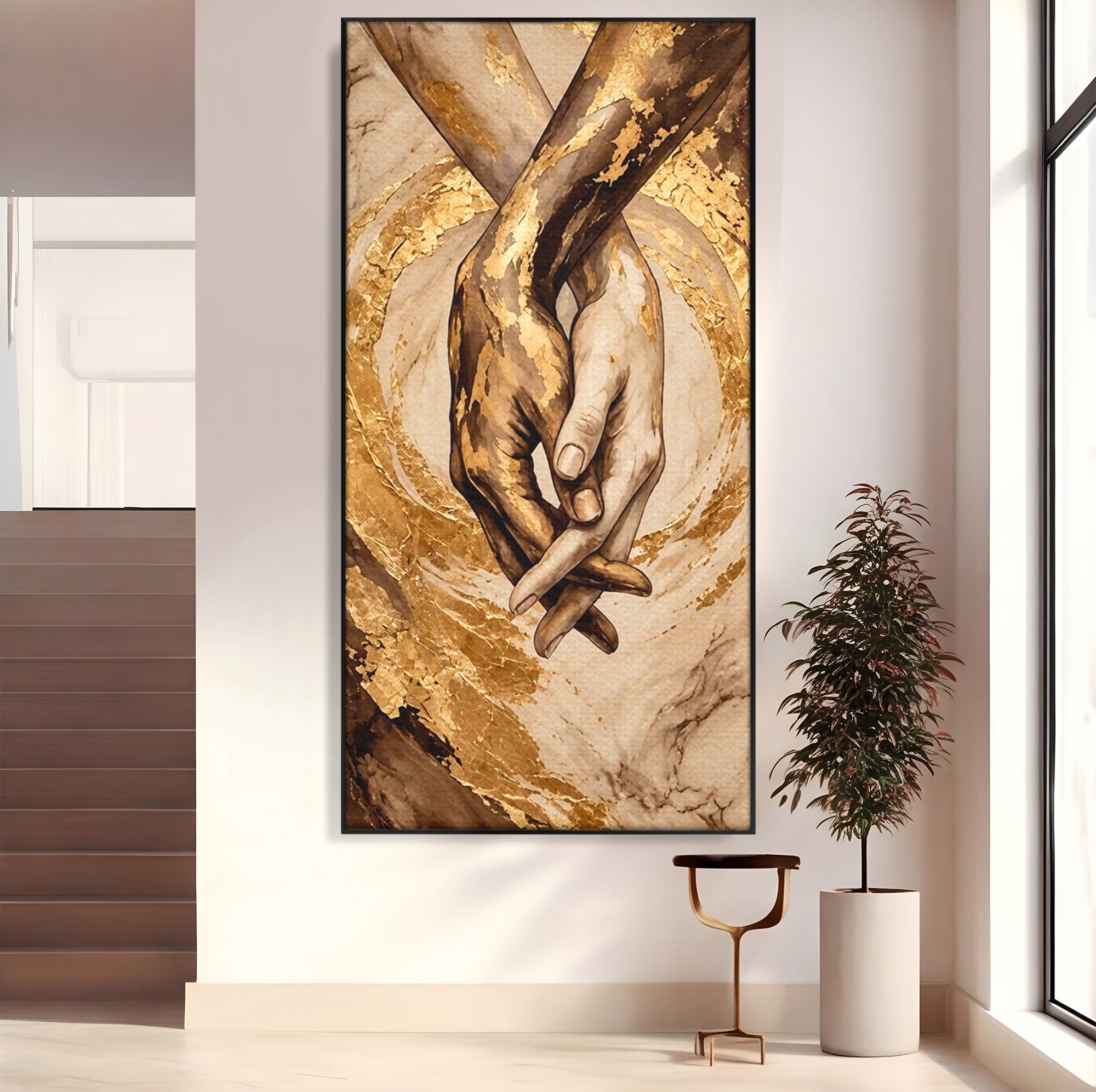 Tablou Canvas Premium LuxCanva® PI1309, Impreuna In Eternitate, Maini, Dragoste, Abstract, Legatura, Dormitor, Living, Culori Vibrante