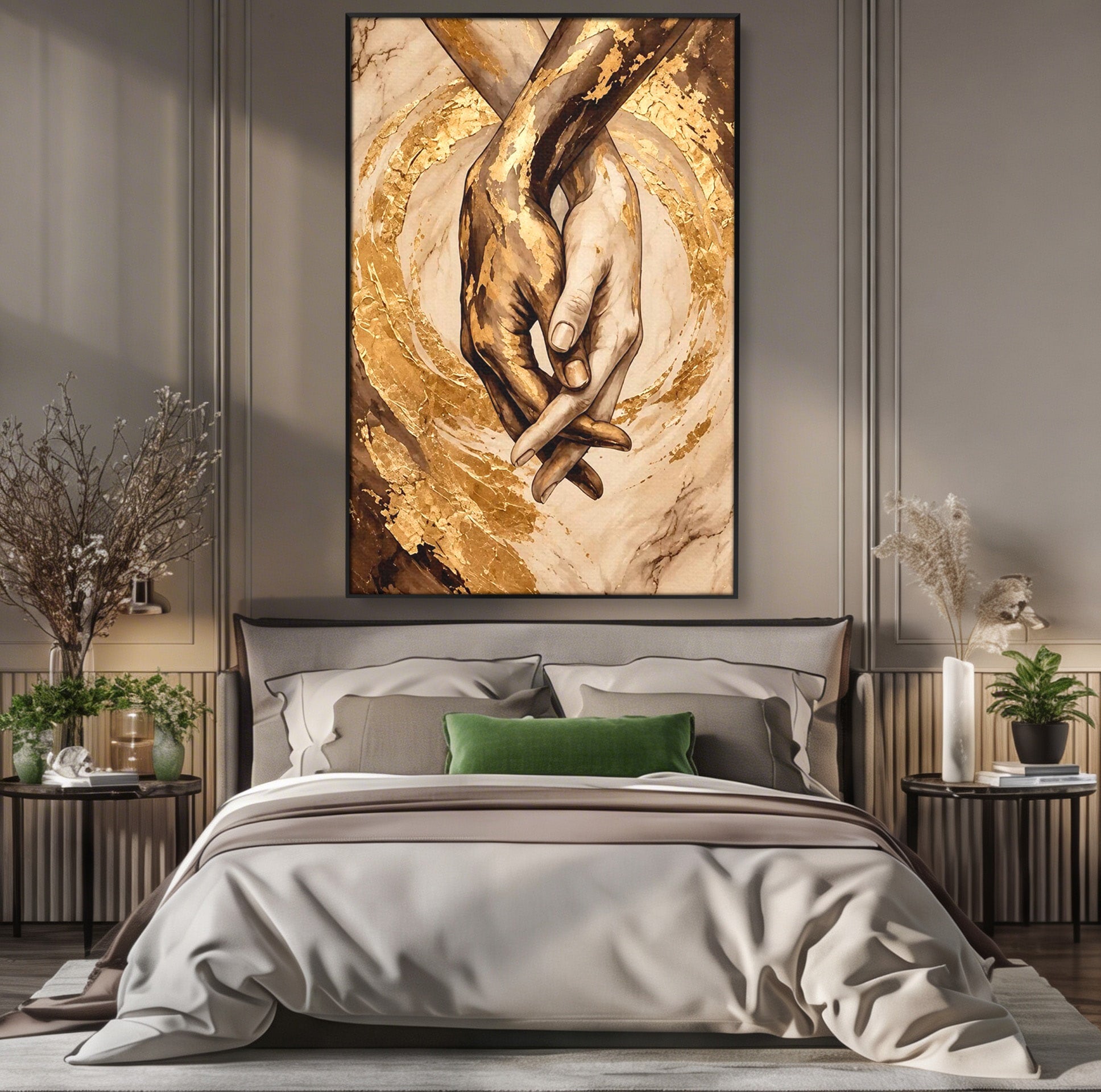 Tablou Canvas Premium LuxCanva® PI1309, Impreuna In Eternitate, Maini, Dragoste, Abstract, Legatura, Dormitor, Living, Culori Vibrante