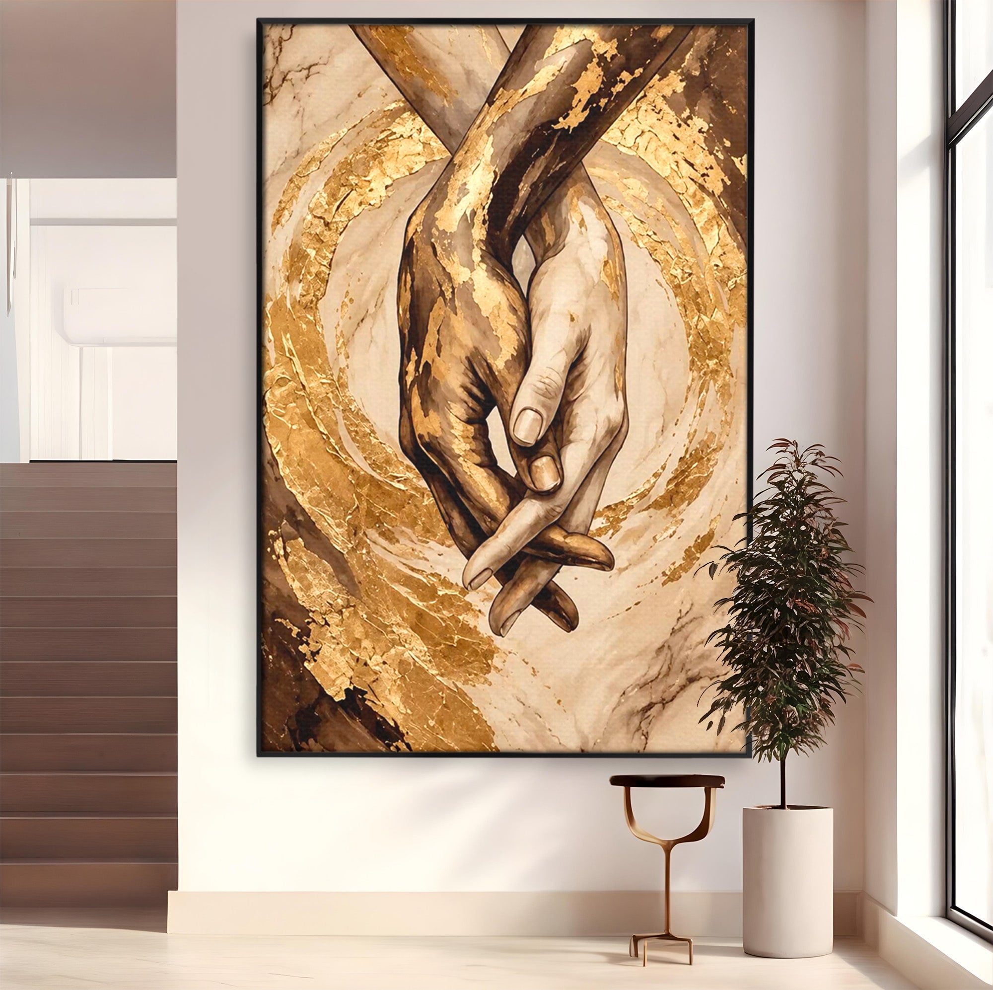 Tablou Canvas Premium LuxCanva® PI1309, Impreuna In Eternitate, Maini, Dragoste, Abstract, Legatura, Dormitor, Living, Culori Vibrante