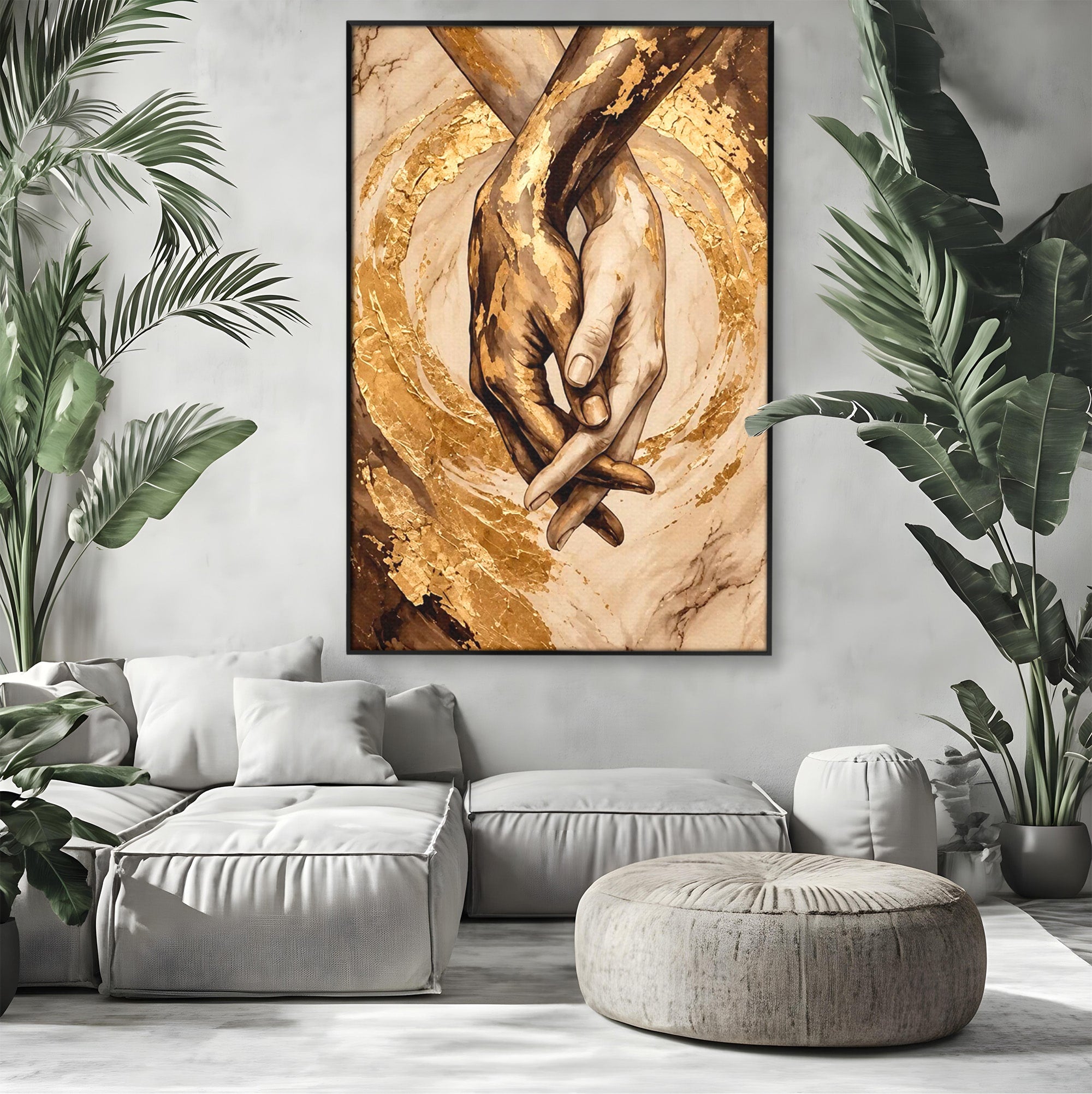 Tablou Canvas Premium LuxCanva® PI1309, Impreuna In Eternitate, Maini, Dragoste, Abstract, Legatura, Dormitor, Living, Culori Vibrante