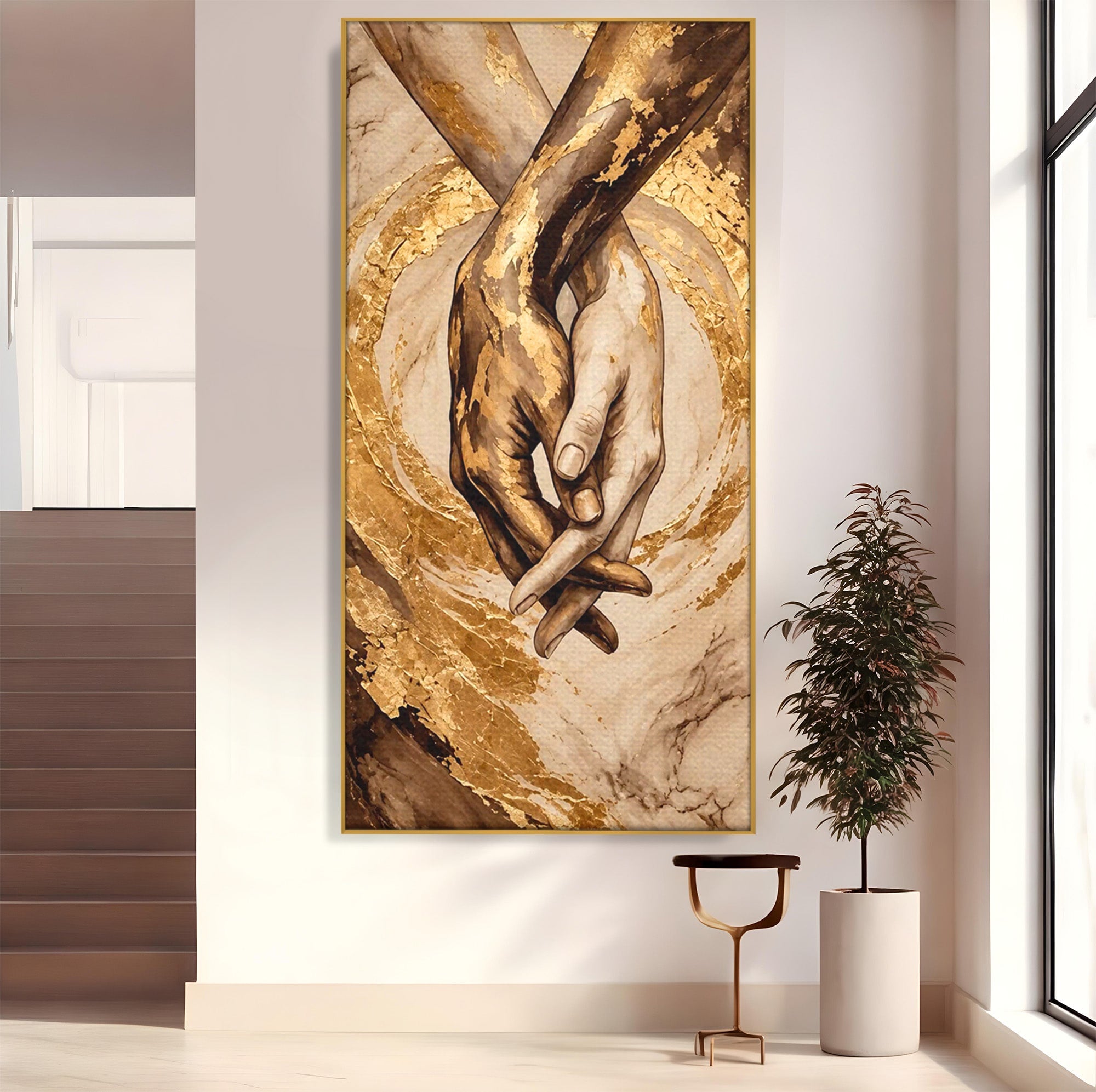 Tablou Canvas Premium LuxCanva® PI1309, Impreuna In Eternitate, Maini, Dragoste, Abstract, Legatura, Dormitor, Living, Culori Vibrante