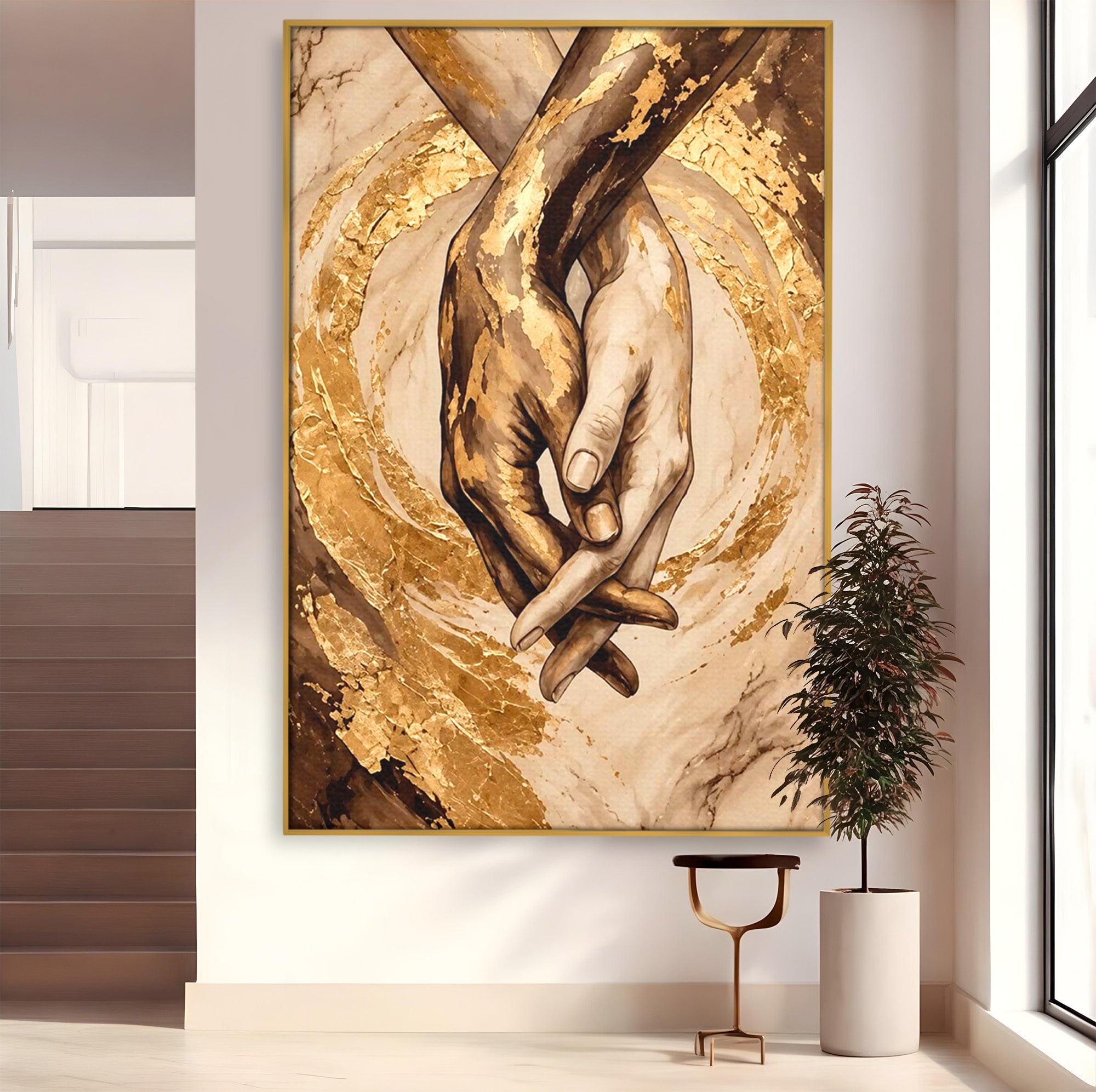 Tablou Canvas Premium LuxCanva® PI1309, Impreuna In Eternitate, Maini, Dragoste, Abstract, Legatura, Dormitor, Living, Culori Vibrante