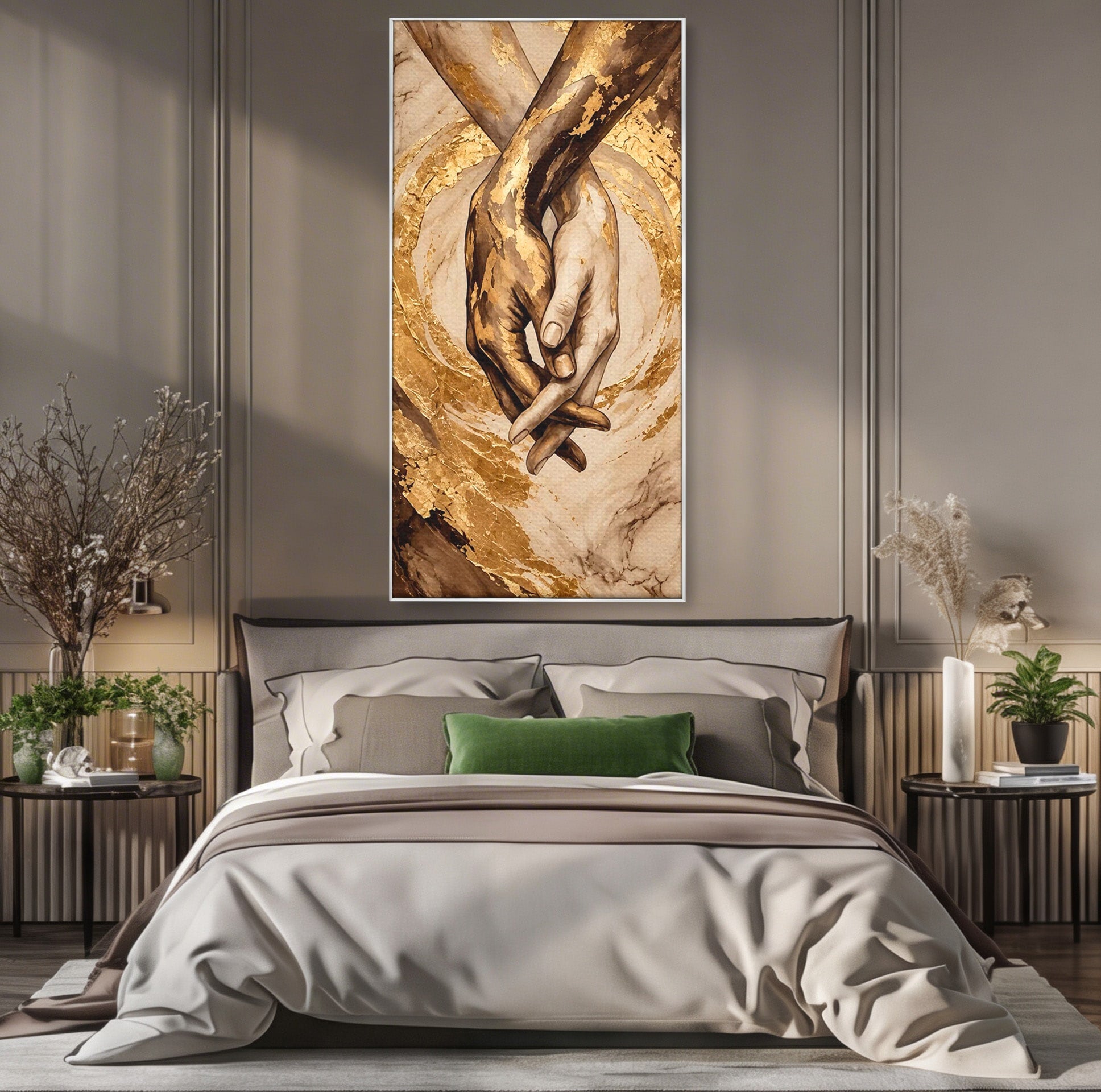 Tablou Canvas Premium LuxCanva® PI1309, Impreuna In Eternitate, Maini, Dragoste, Abstract, Legatura, Dormitor, Living, Culori Vibrante