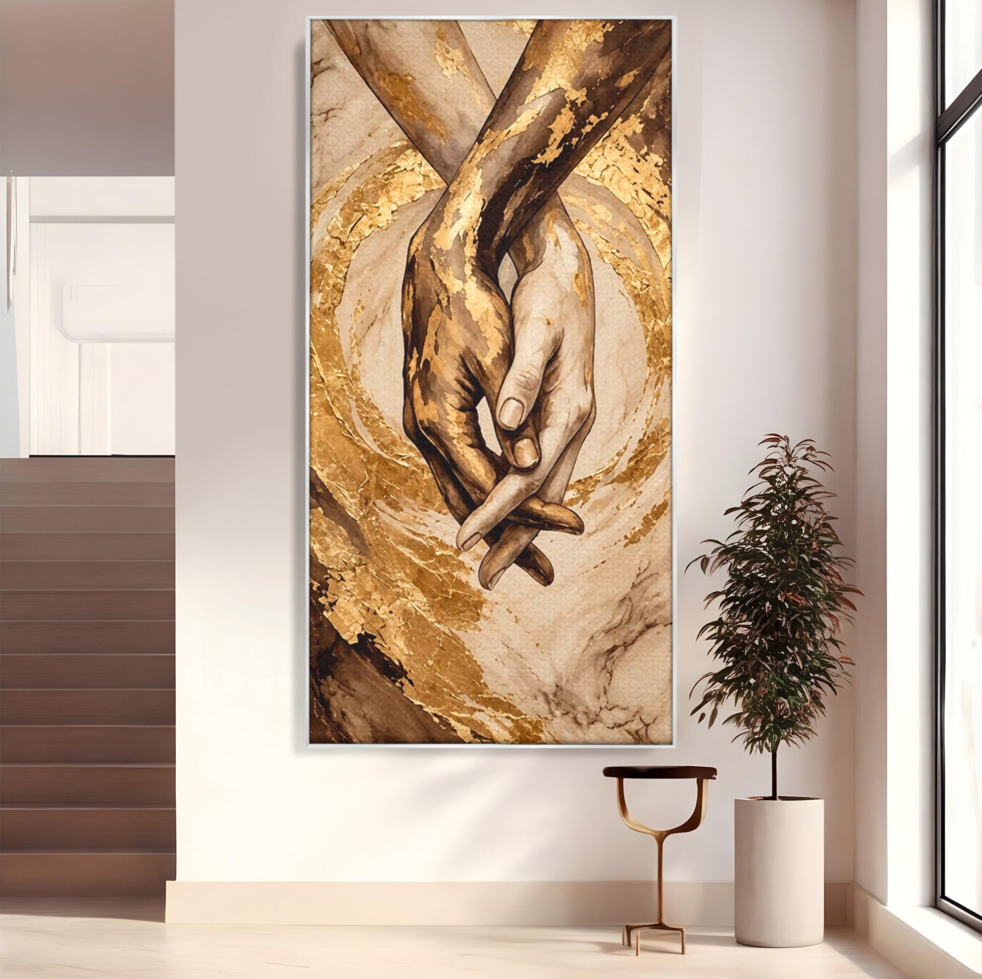 Tablou Canvas Premium LuxCanva® PI1309, Impreuna In Eternitate, Maini, Dragoste, Abstract, Legatura, Dormitor, Living, Culori Vibrante
