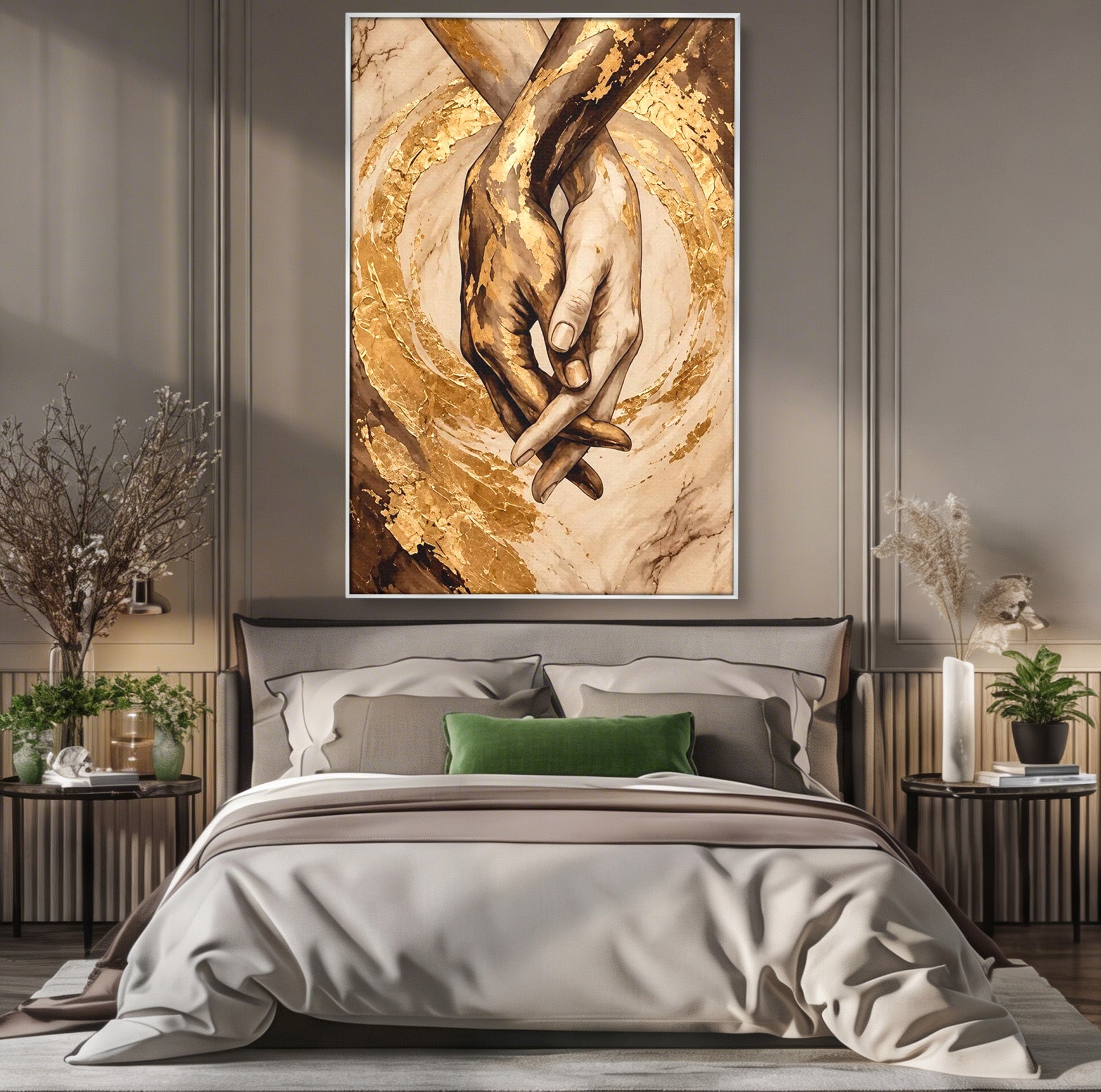 Tablou Canvas Premium LuxCanva® PI1309, Impreuna In Eternitate, Maini, Dragoste, Abstract, Legatura, Dormitor, Living, Culori Vibrante
