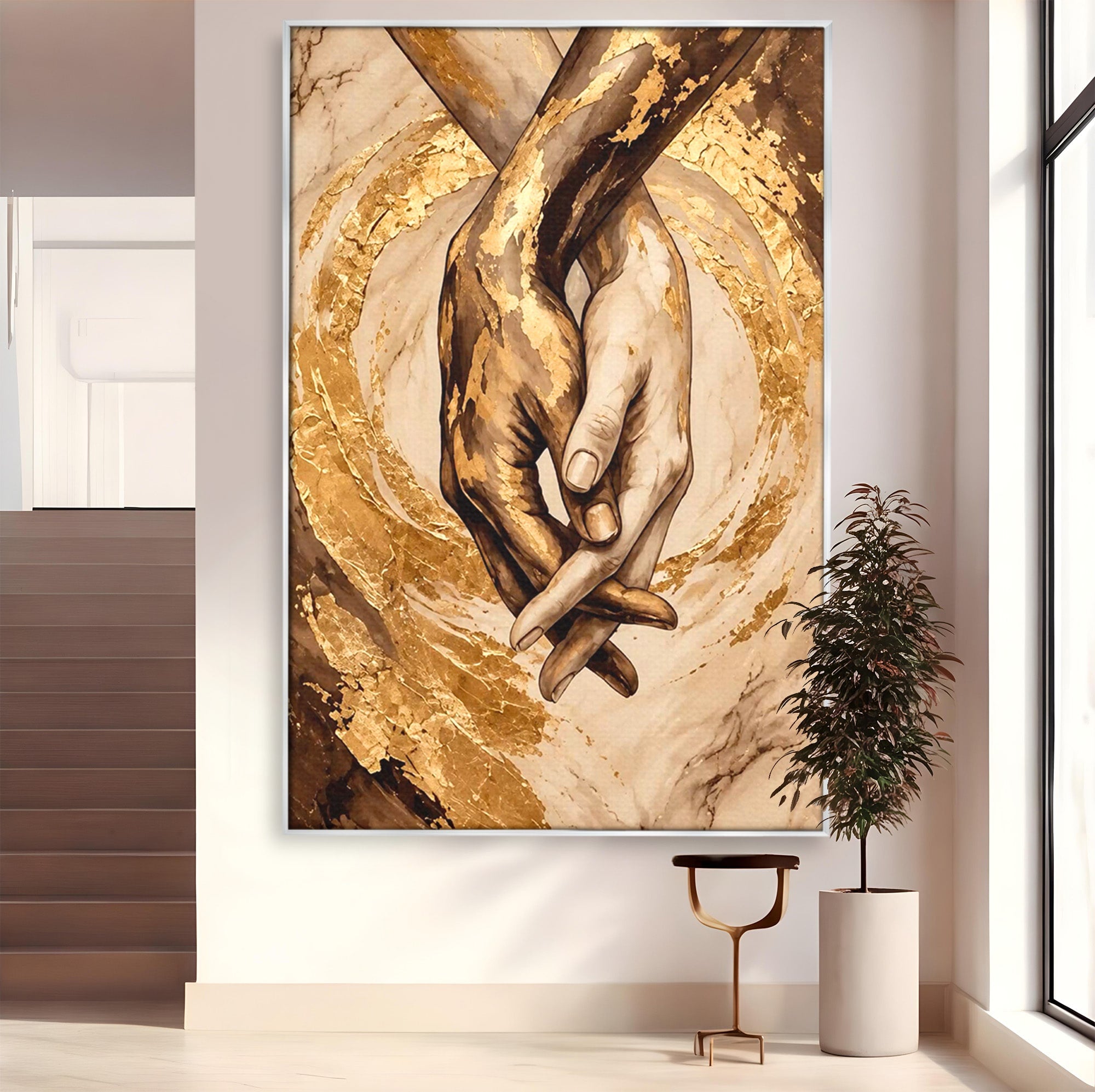 Tablou Canvas Premium LuxCanva® PI1309, Impreuna In Eternitate, Maini, Dragoste, Abstract, Legatura, Dormitor, Living, Culori Vibrante