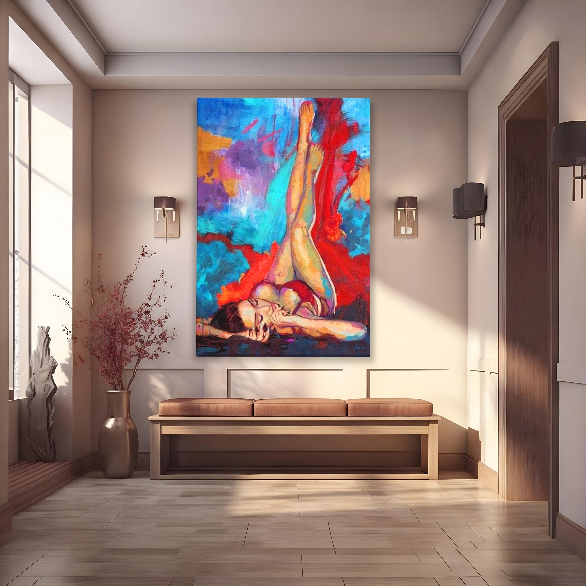 Tablou Canvas Premium LuxCanva® PI1310, Visare In Culori, Femeie, Abstract, Relaxare, Dormitor, Arta Moderna, Culori Vibrante