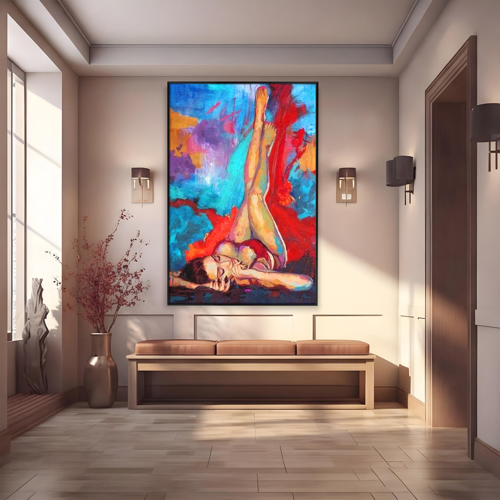 Tablou Canvas Premium LuxCanva® PI1310, Visare In Culori, Femeie, Abstract, Relaxare, Dormitor, Arta Moderna, Culori Vibrante
