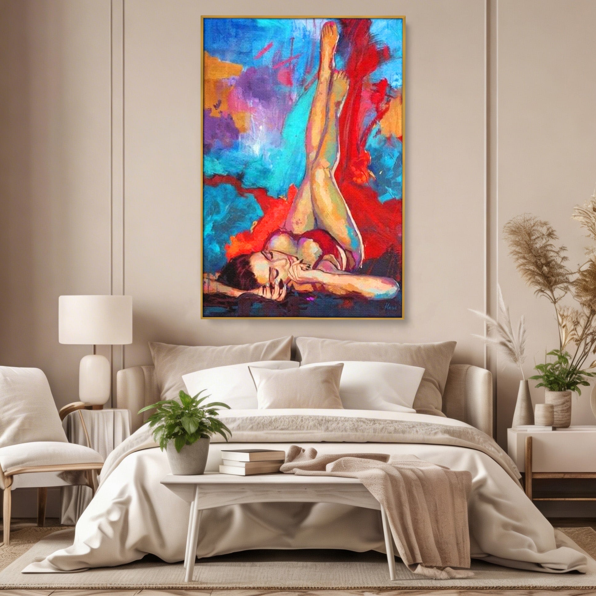 Tablou Canvas Premium LuxCanva® PI1310, Visare In Culori, Femeie, Abstract, Relaxare, Dormitor, Arta Moderna, Culori Vibrante