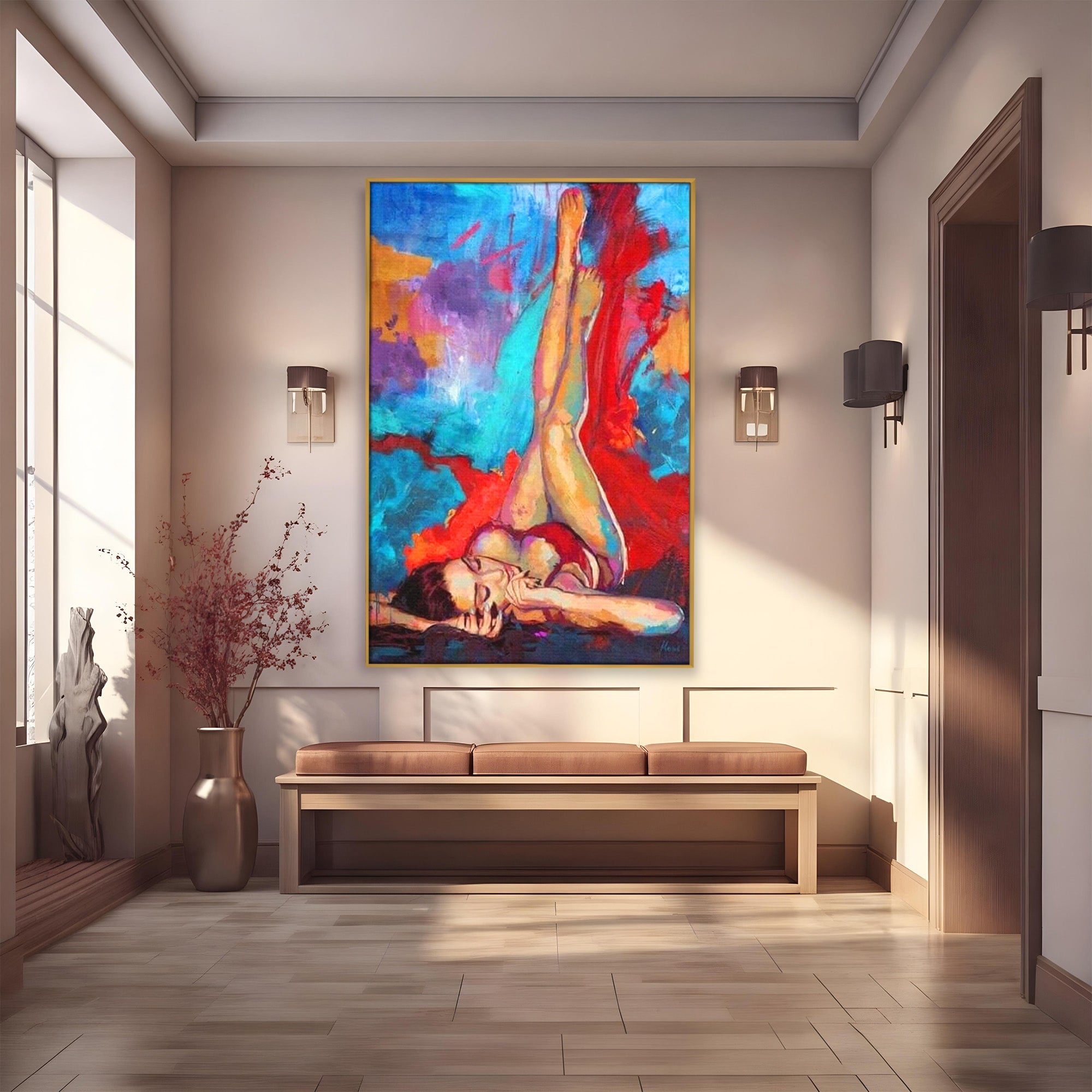 Tablou Canvas Premium LuxCanva® PI1310, Visare In Culori, Femeie, Abstract, Relaxare, Dormitor, Arta Moderna, Culori Vibrante