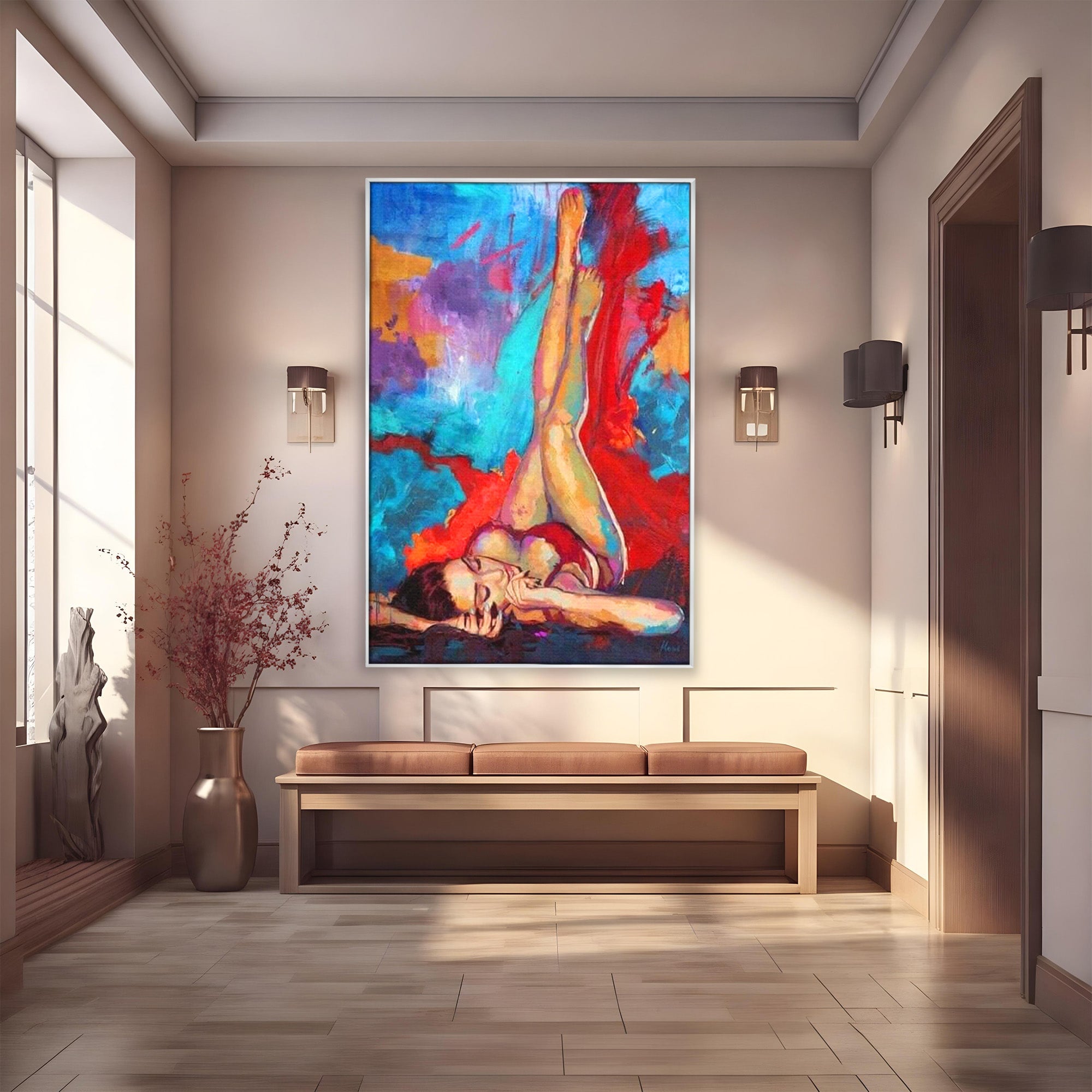 Tablou Canvas Premium LuxCanva® PI1310, Visare In Culori, Femeie, Abstract, Relaxare, Dormitor, Arta Moderna, Culori Vibrante