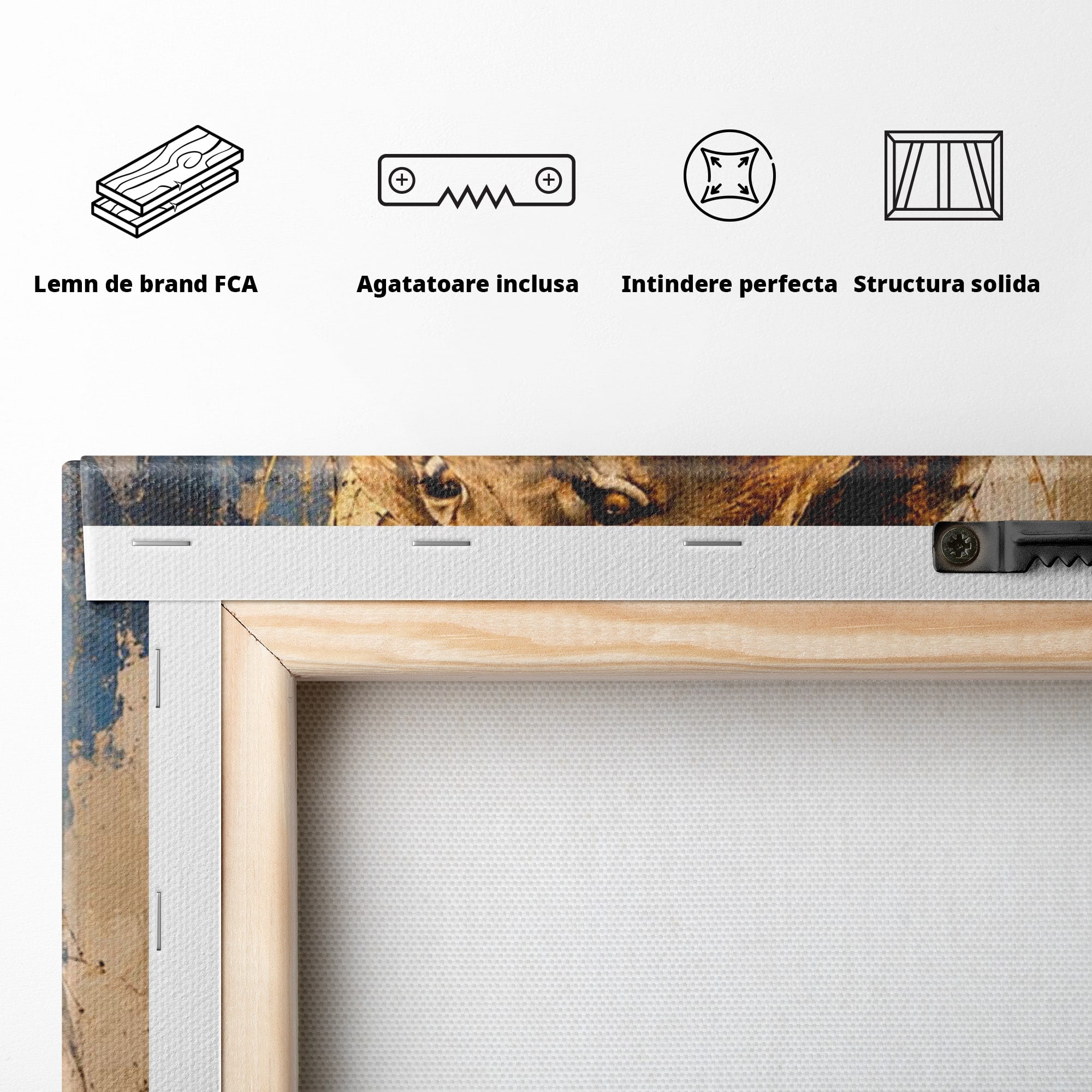 Tablou Canvas Premium LuxCanva® PI1312, Regalitatea Leului, Privire, Savana, Putere, Portret, Culori Vibrante, Living, Dormitor